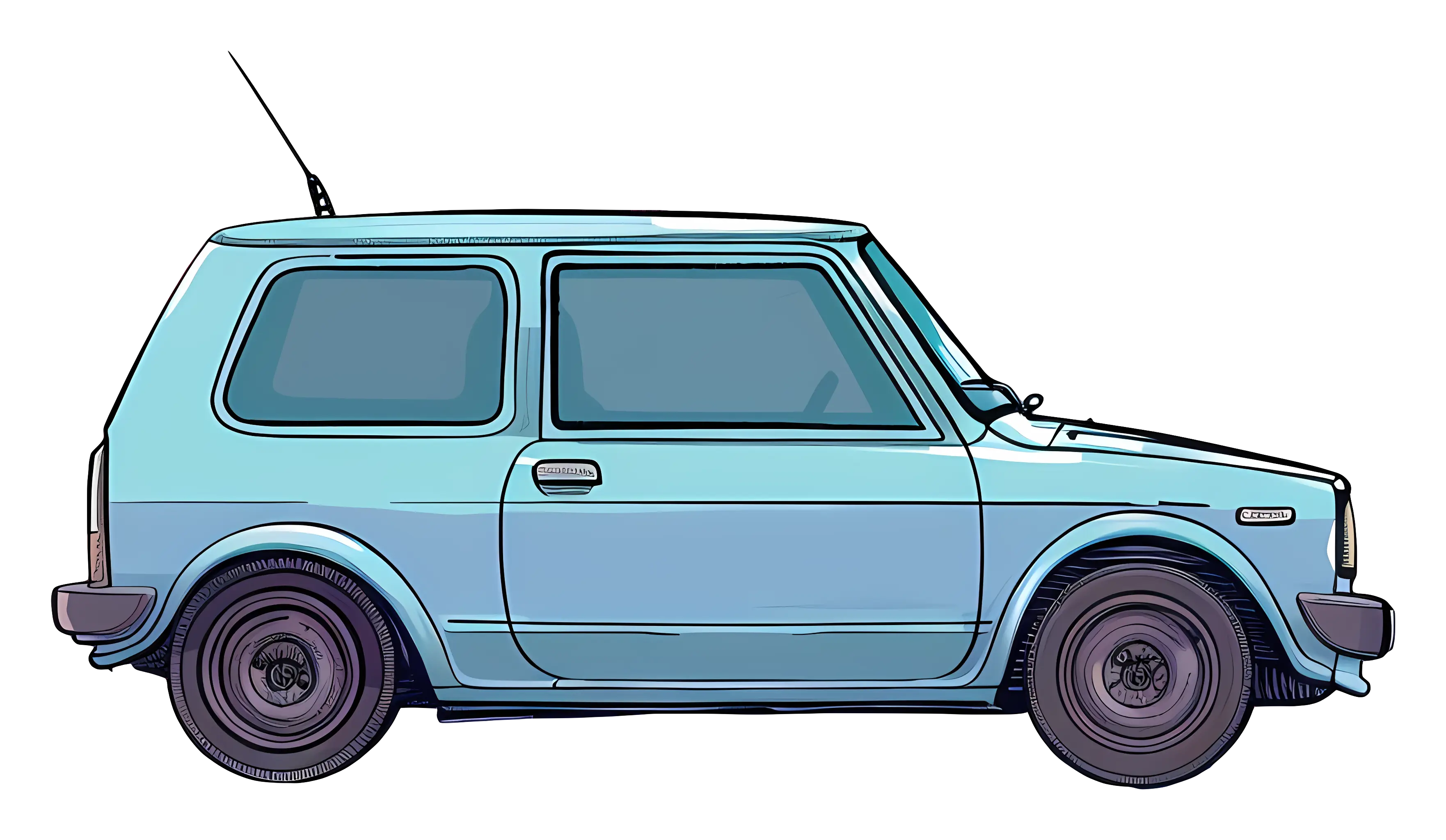 Vintage Blue Car Illustration