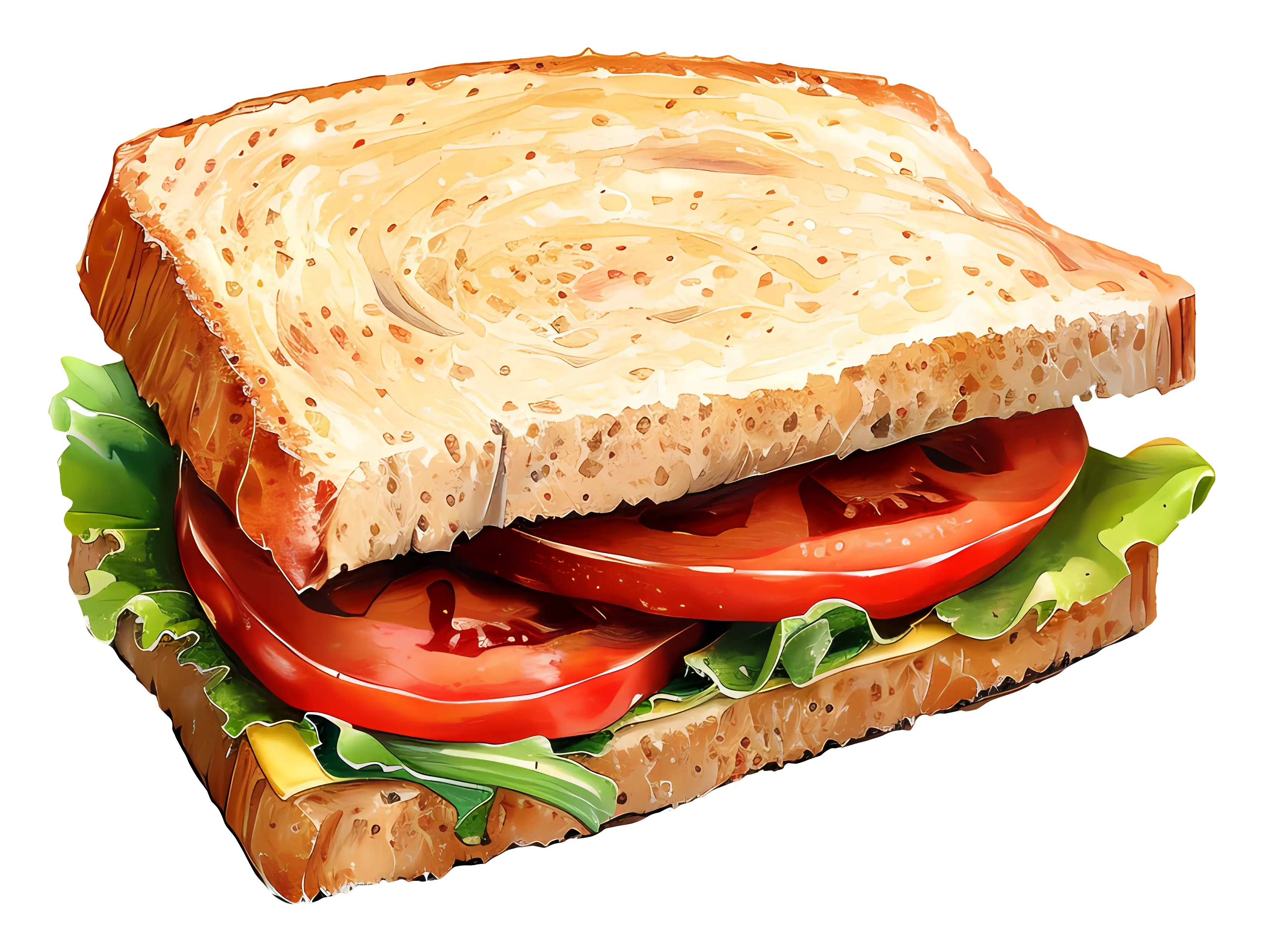 Lettuce and Tomato Sandwich on Whole Grain Bread