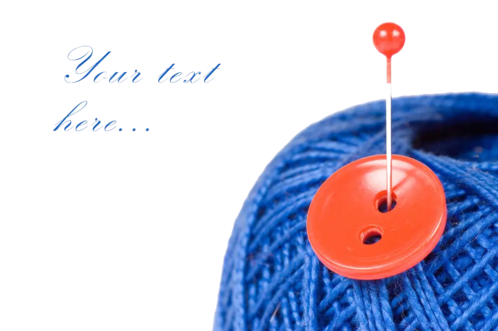Red Button and Blue Yarn with Pin