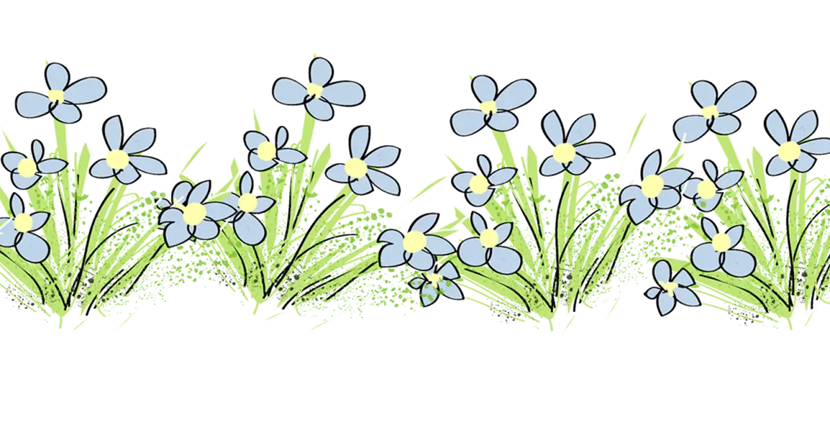 Blue Flowers in Grass