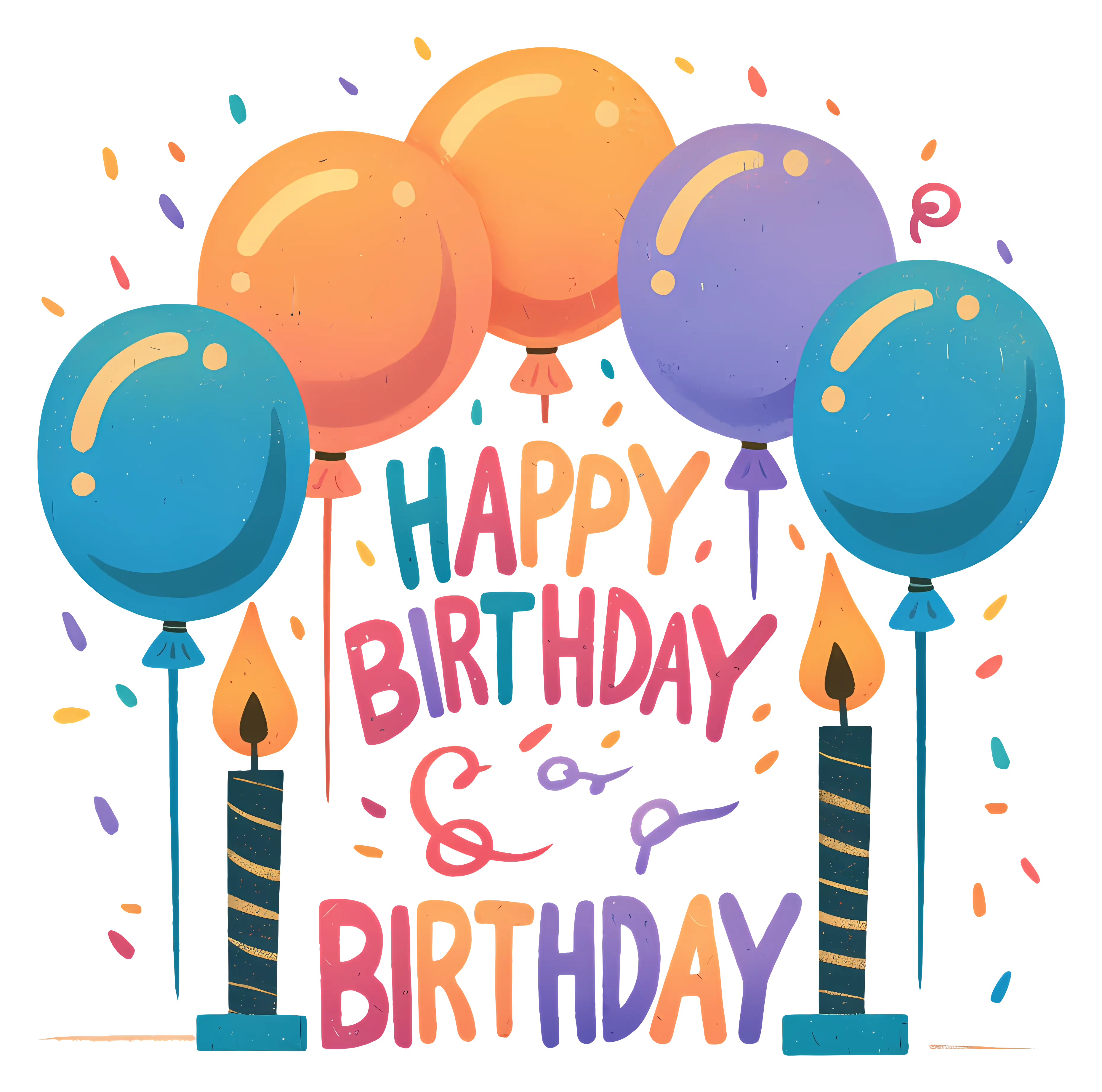 Colorful Happy Birthday Illustration