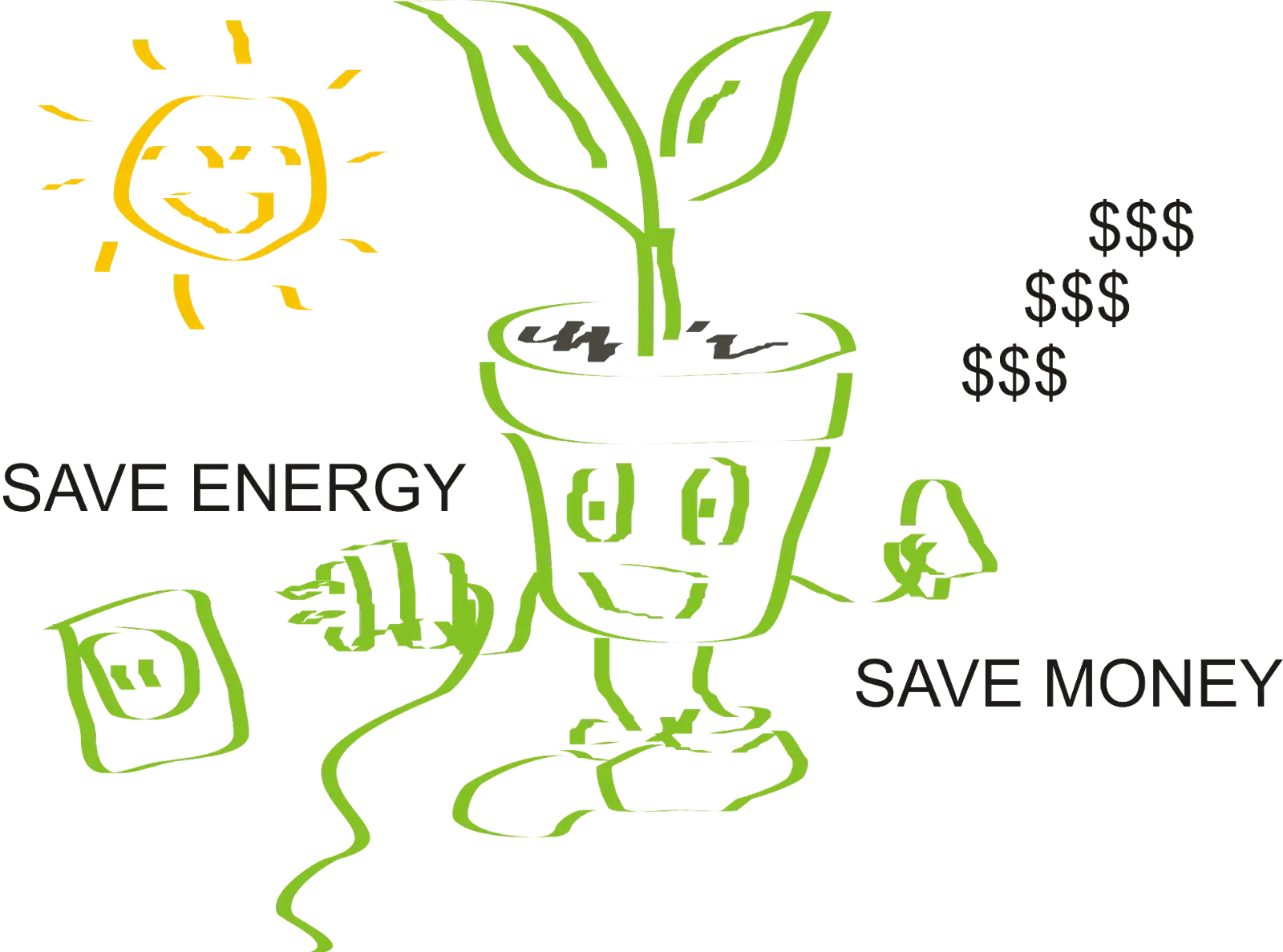 Energy Saving and Money Saving Doodle