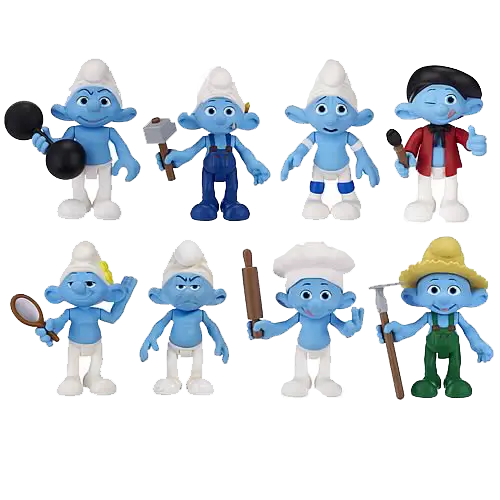 Group of Blue Cartoon Characters