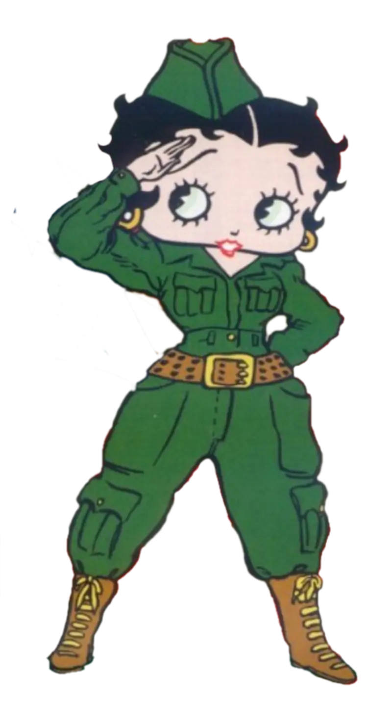 Cartoon Character in Military Uniform Saluting