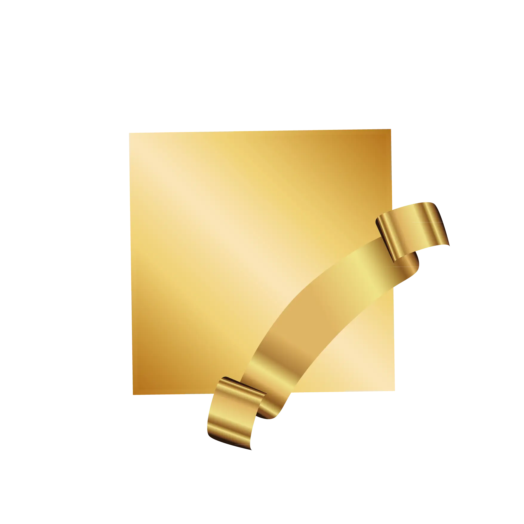 Shiny Gold Ribbon on Square