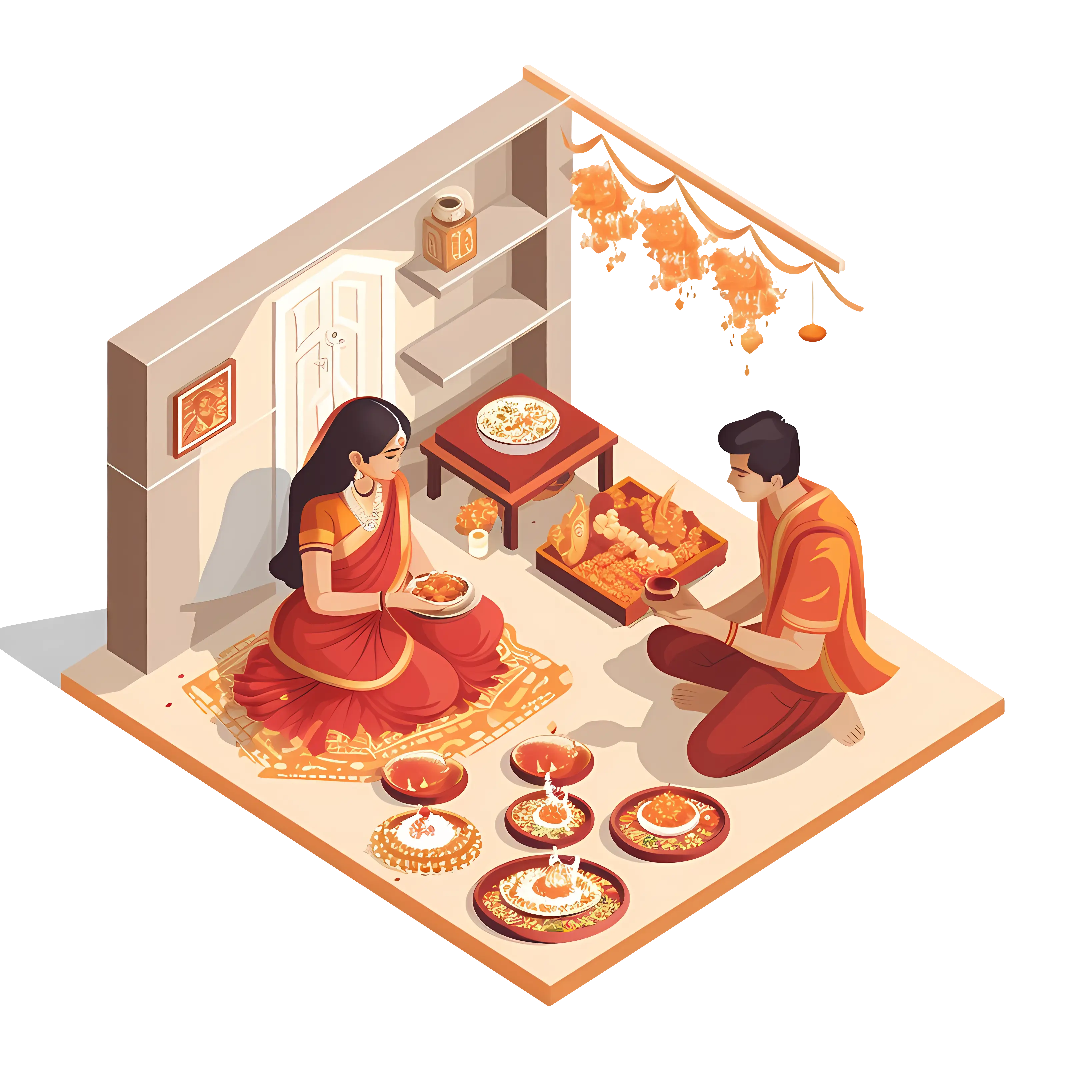 Traditional Ceremony with Couple and Decorations
