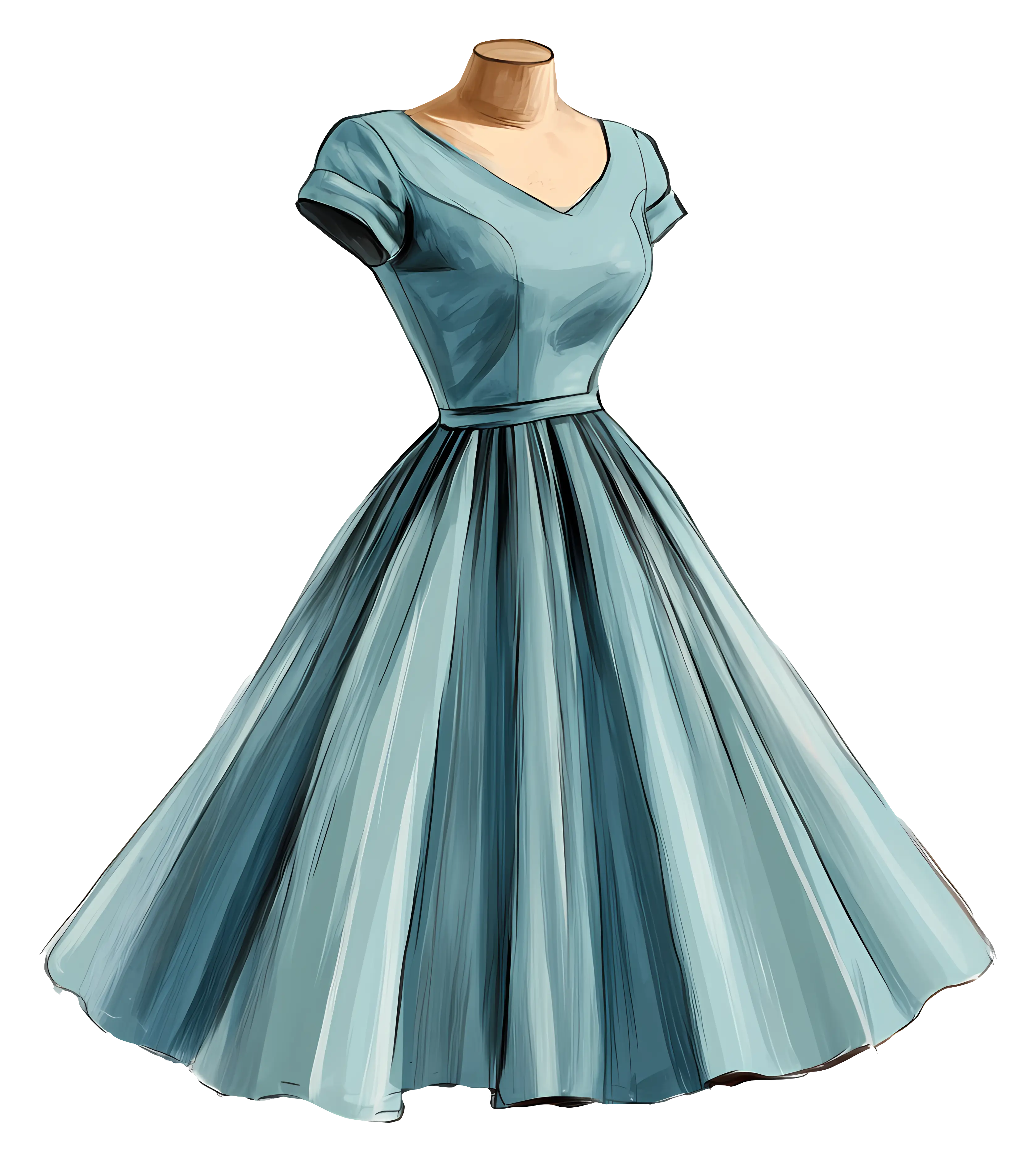 Elegant Blue Dress Illustration