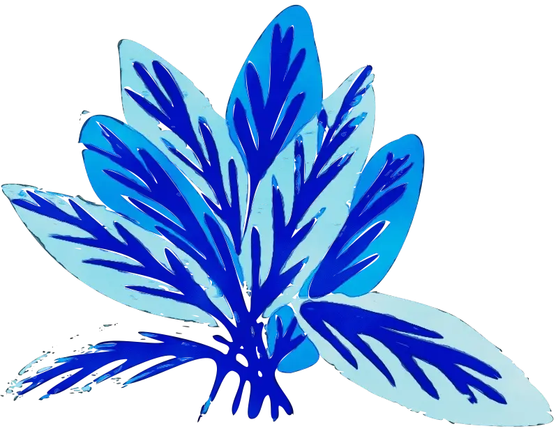 Blue Stylized Decorative Plant Illustration