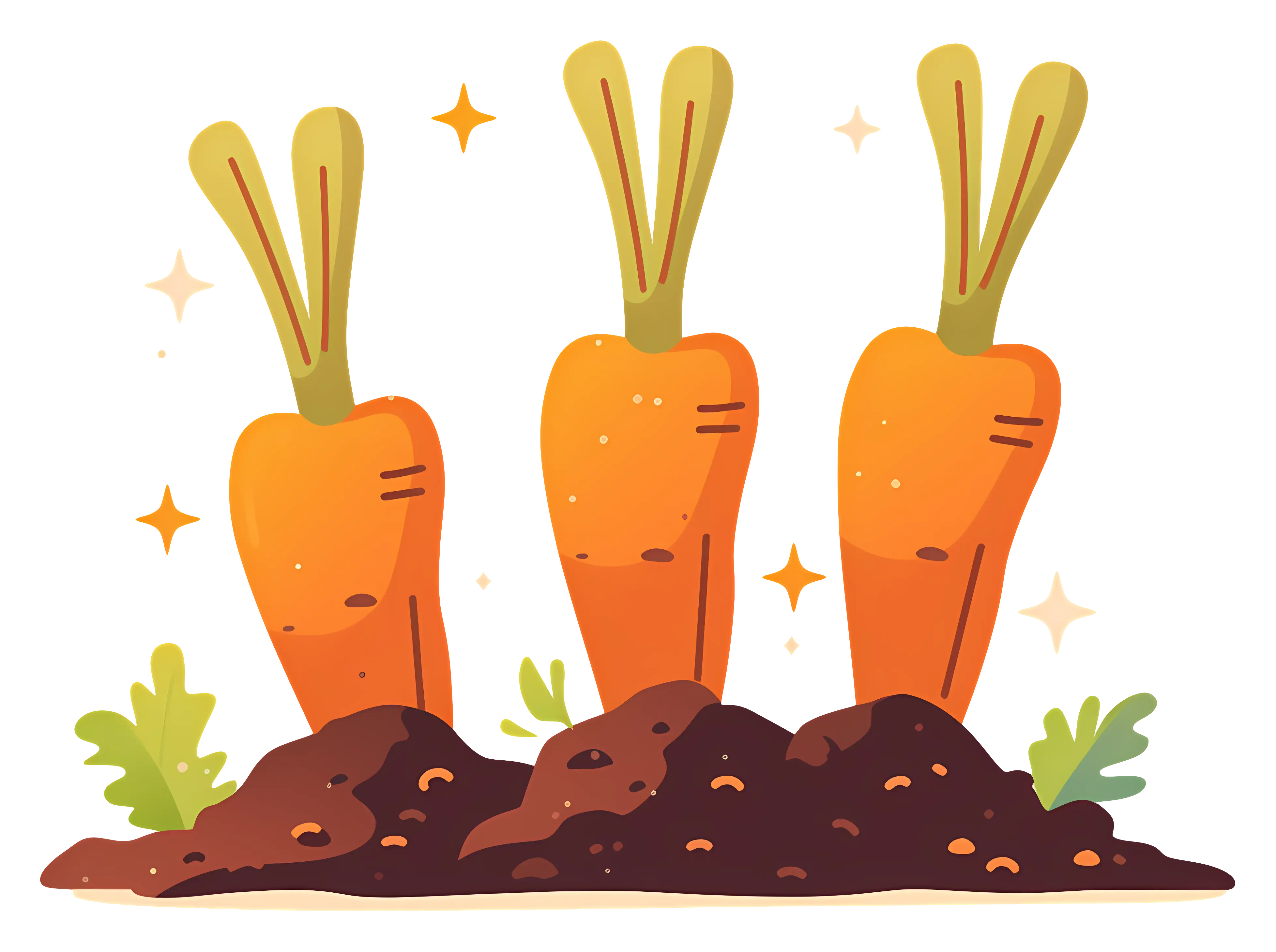 Carrots Growing in Soil