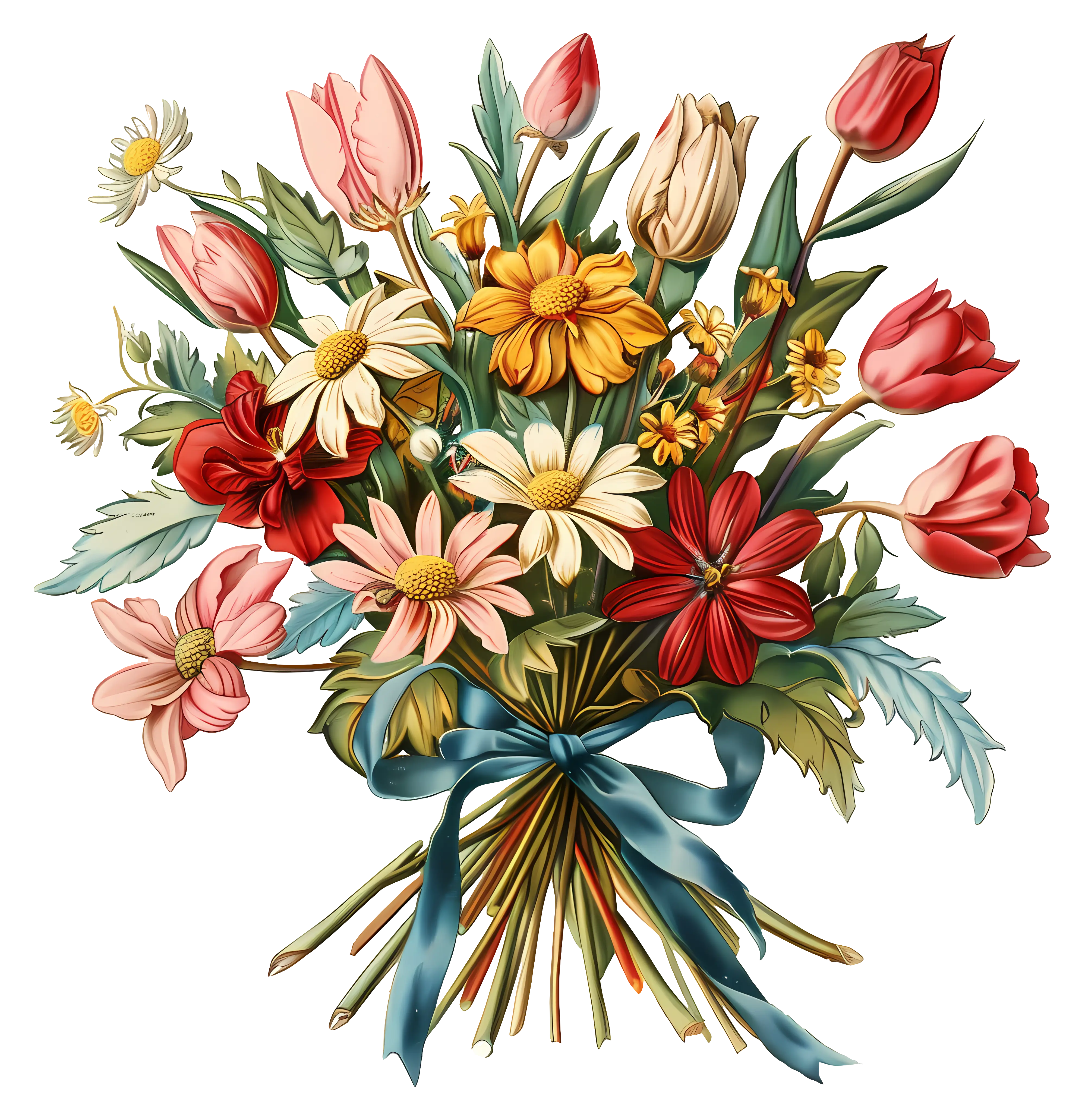 Vibrant Flower Bouquet with Ribbon