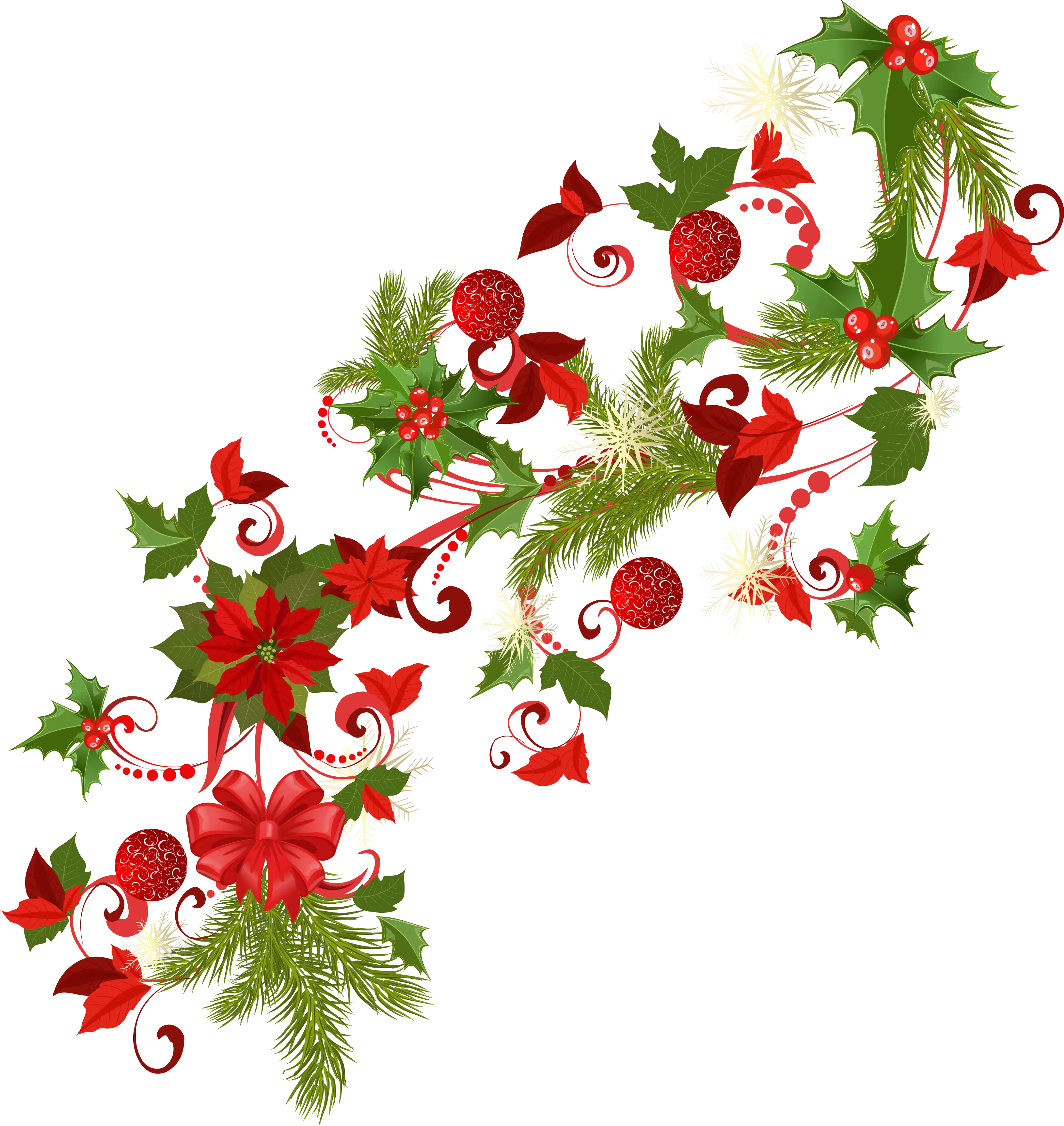 Christmas Decor with Pine and Holly