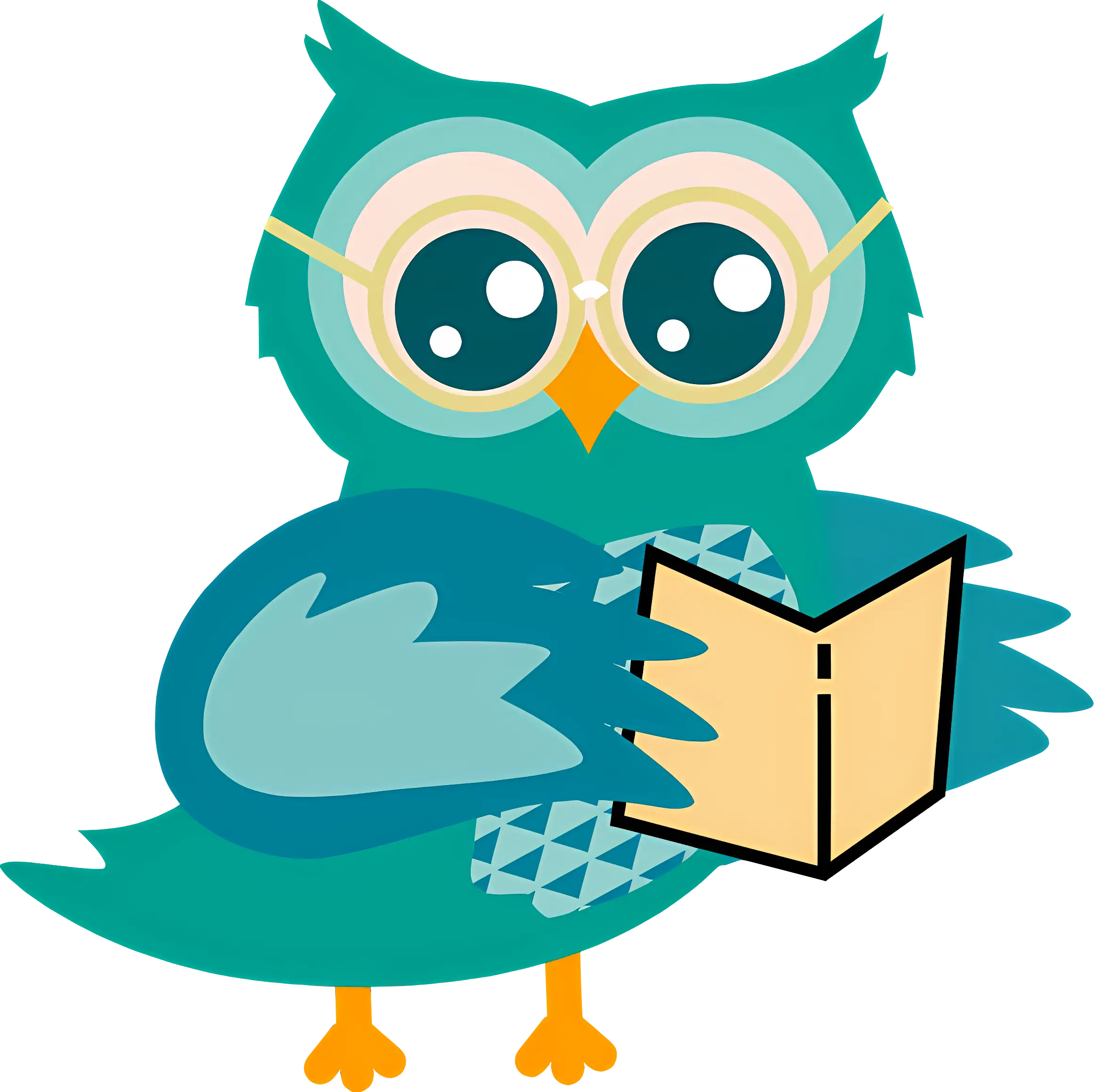 Reading Owl with Glasses and Book
