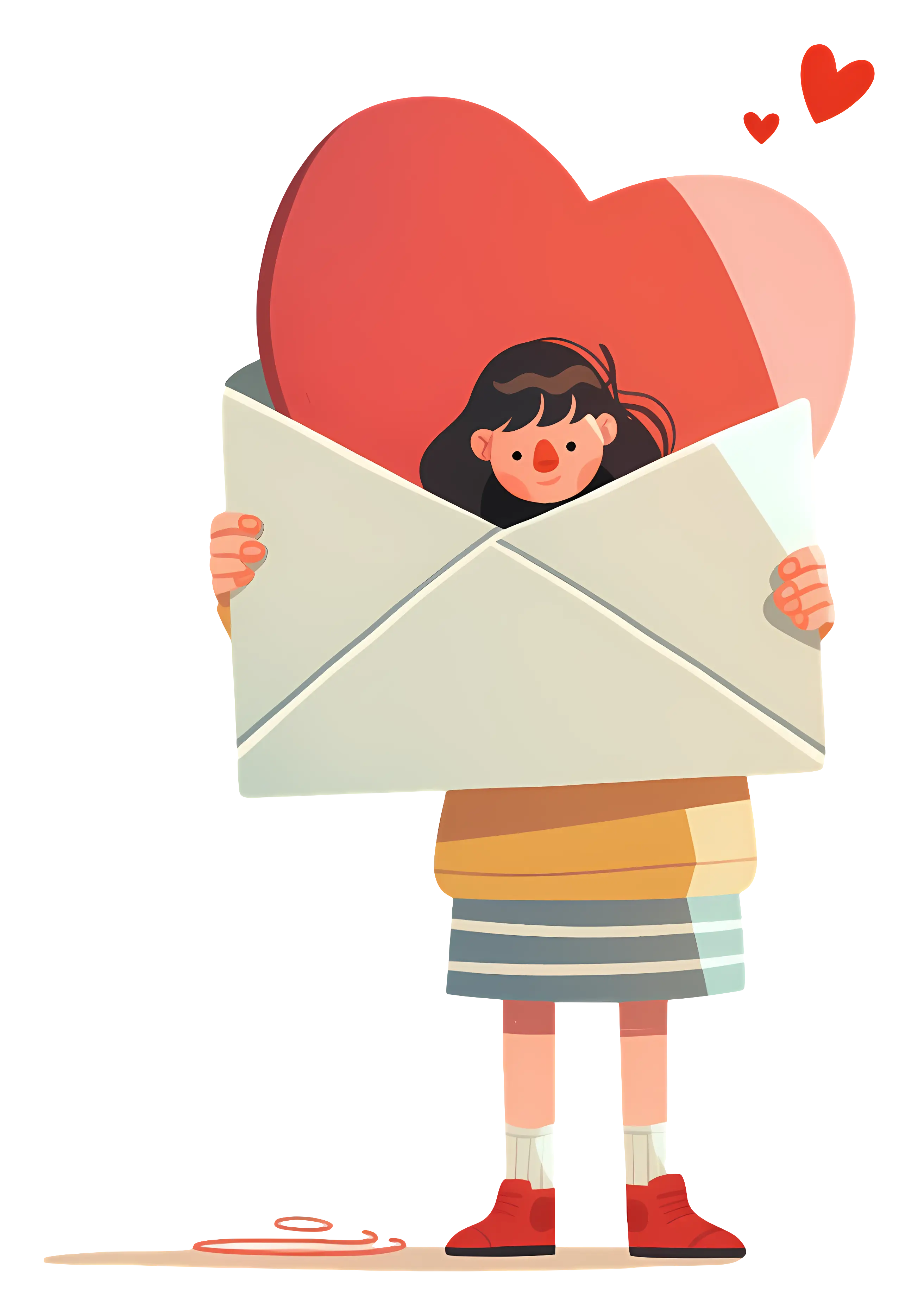 Girl Holding Heart Envelope