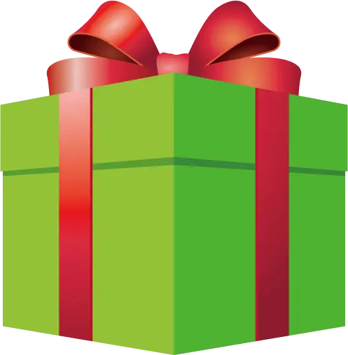 Green Gift Box with Red Ribbon