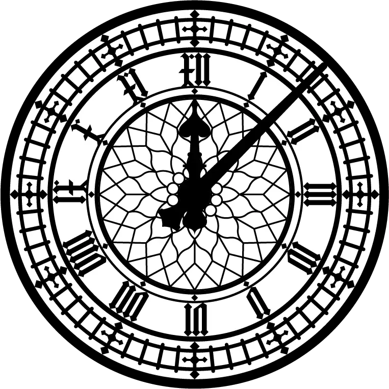 Black Clock Face with Roman Numerals