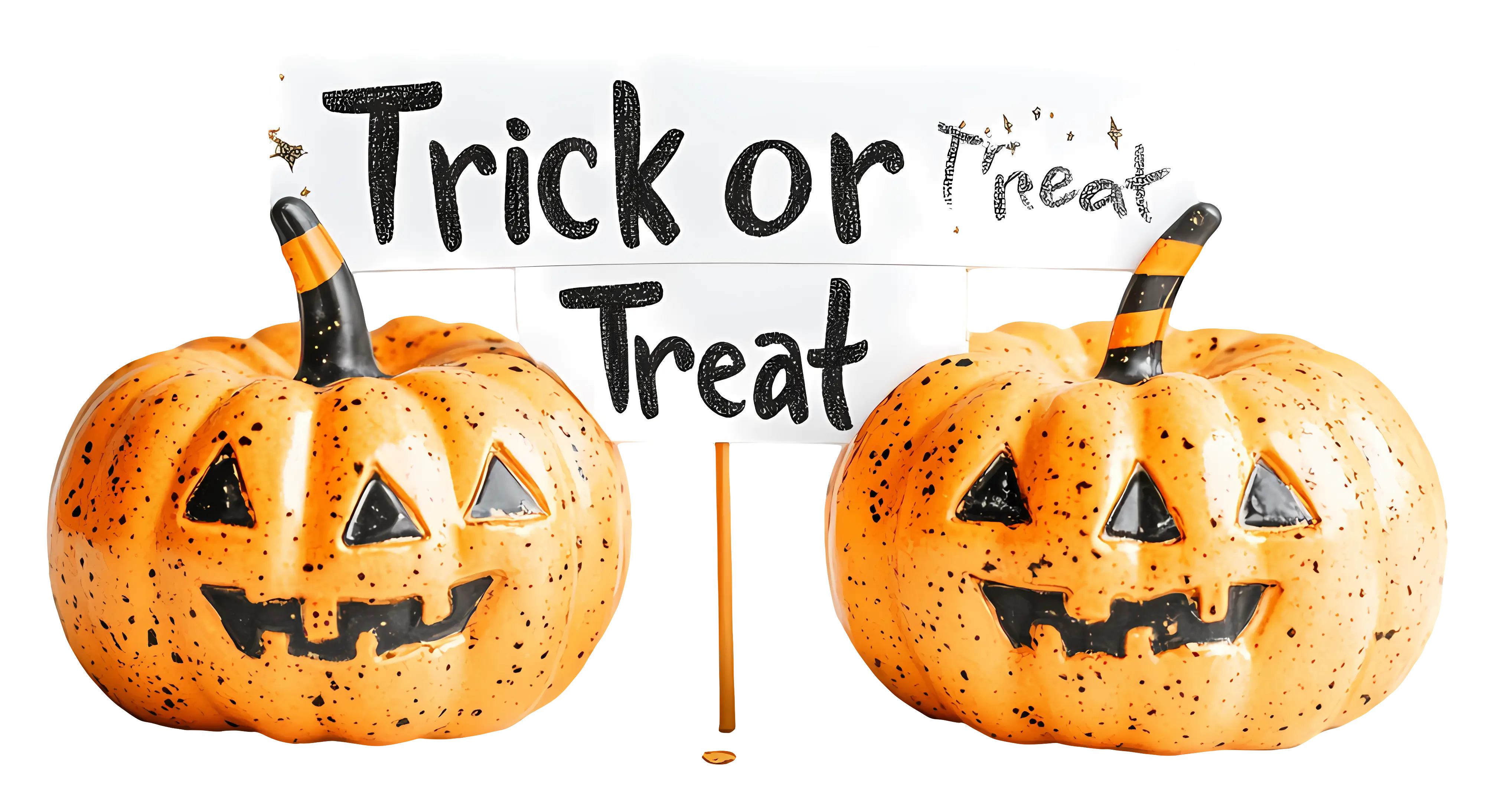 Halloween Pumpkins with Trick-or-Treat Sign