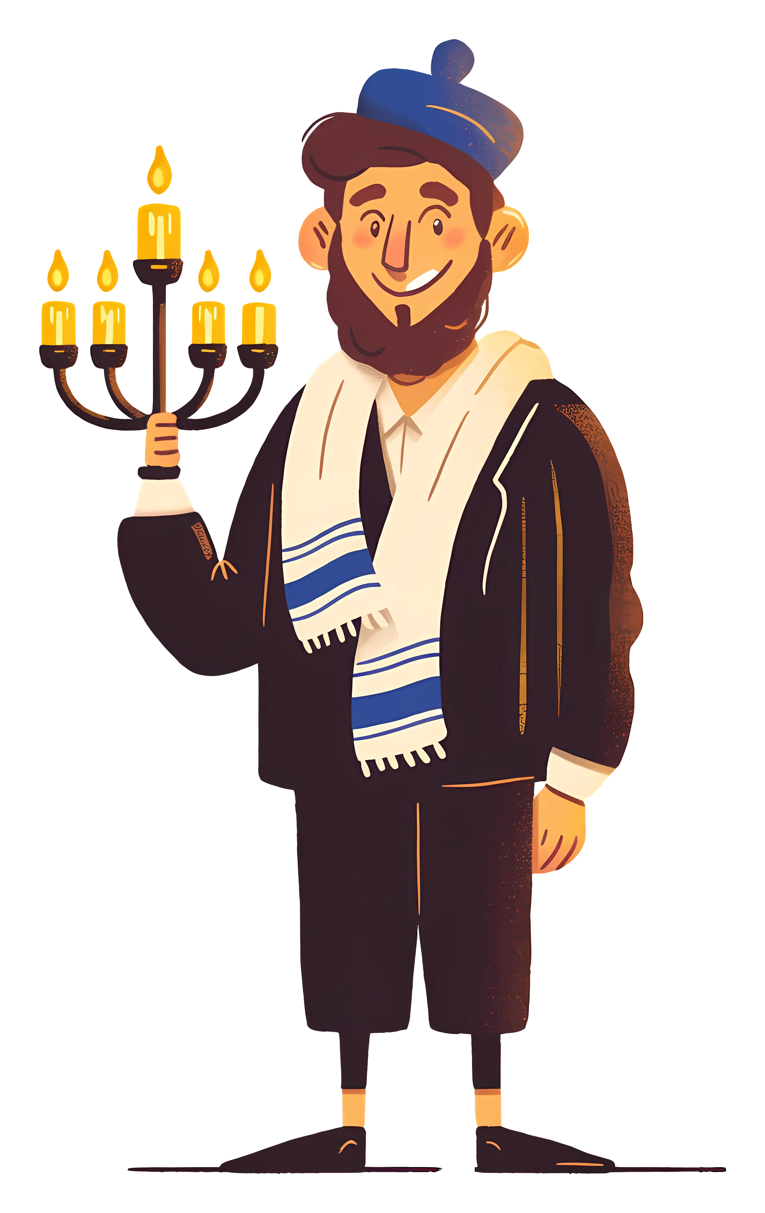 Jewish Man Holding Menorah for Hanukkah Celebration