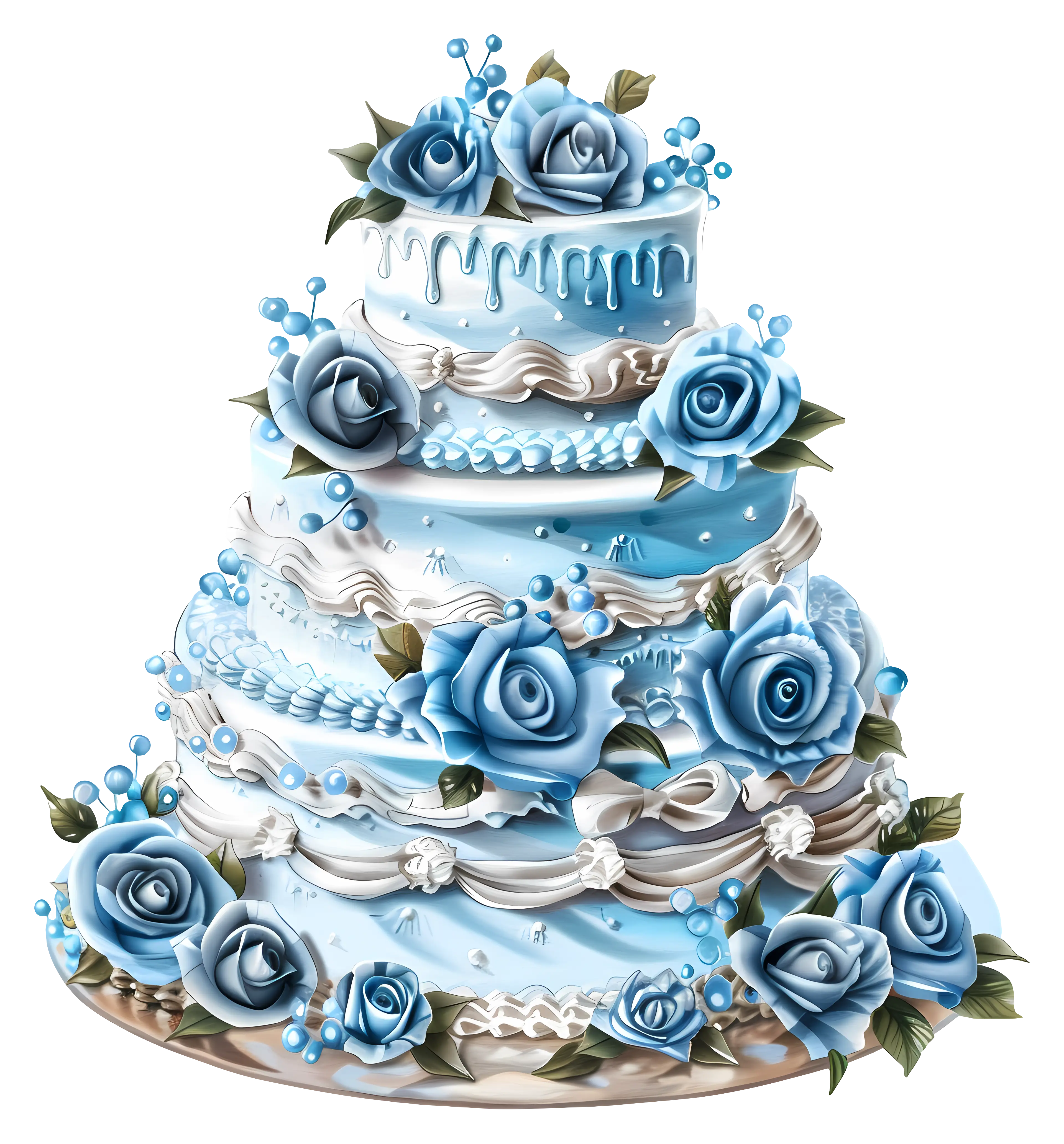 Blue Rose Wedding Cake