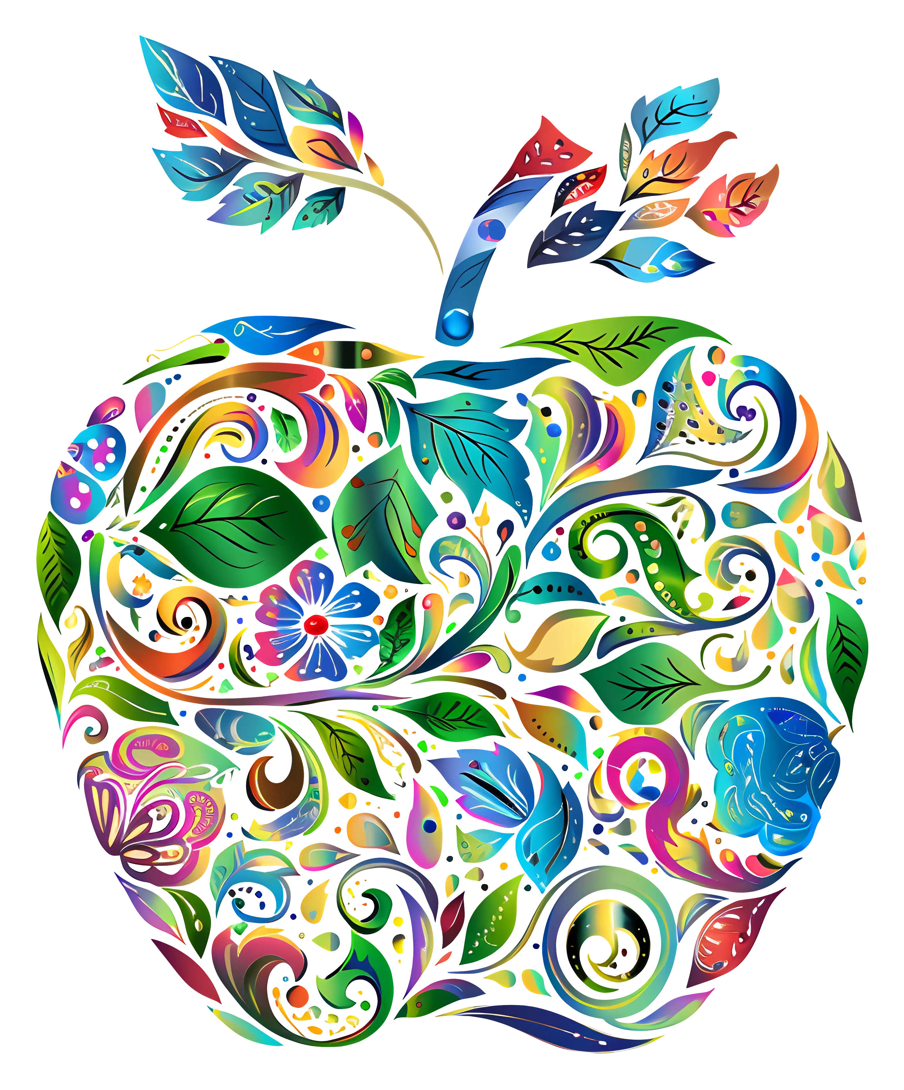 Colorful Apple with Artistic Patterns