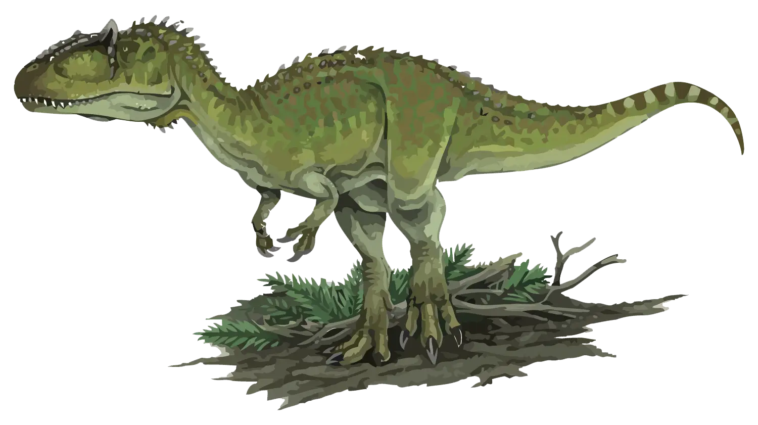 Bright Green Dinosaur Illustration on Grass