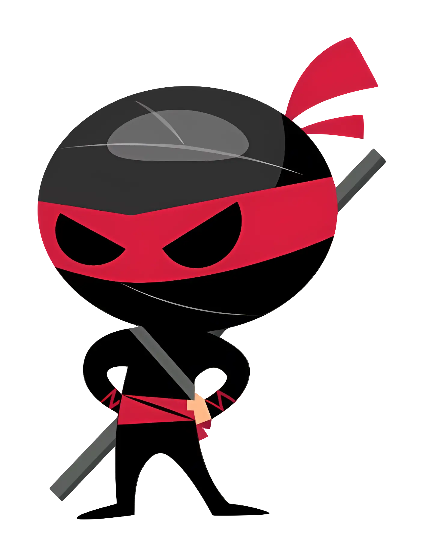 Cartoon Ninja Character in Red and Black Attire