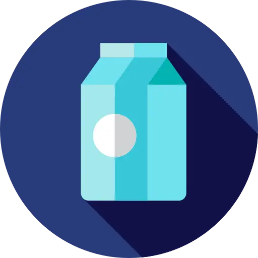 Cartoon Turquoise Milk Carton with Blue Background