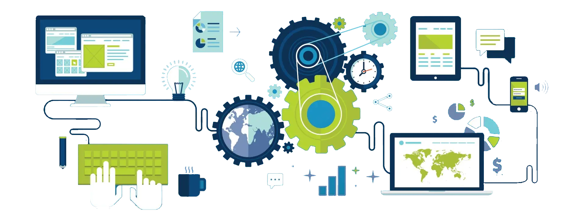 Illustration of Technology and Gears System