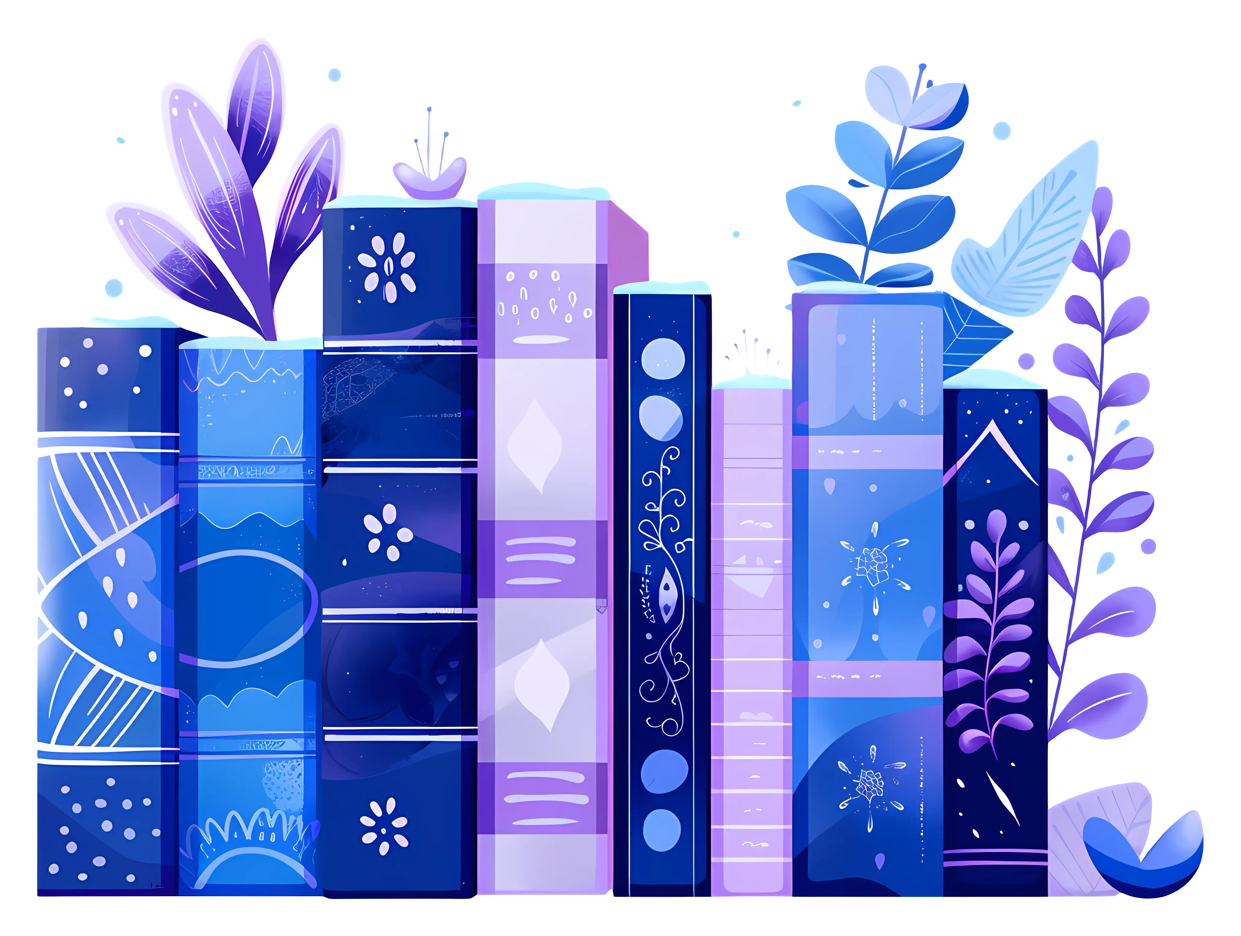 Decorative Blue Books Illustration