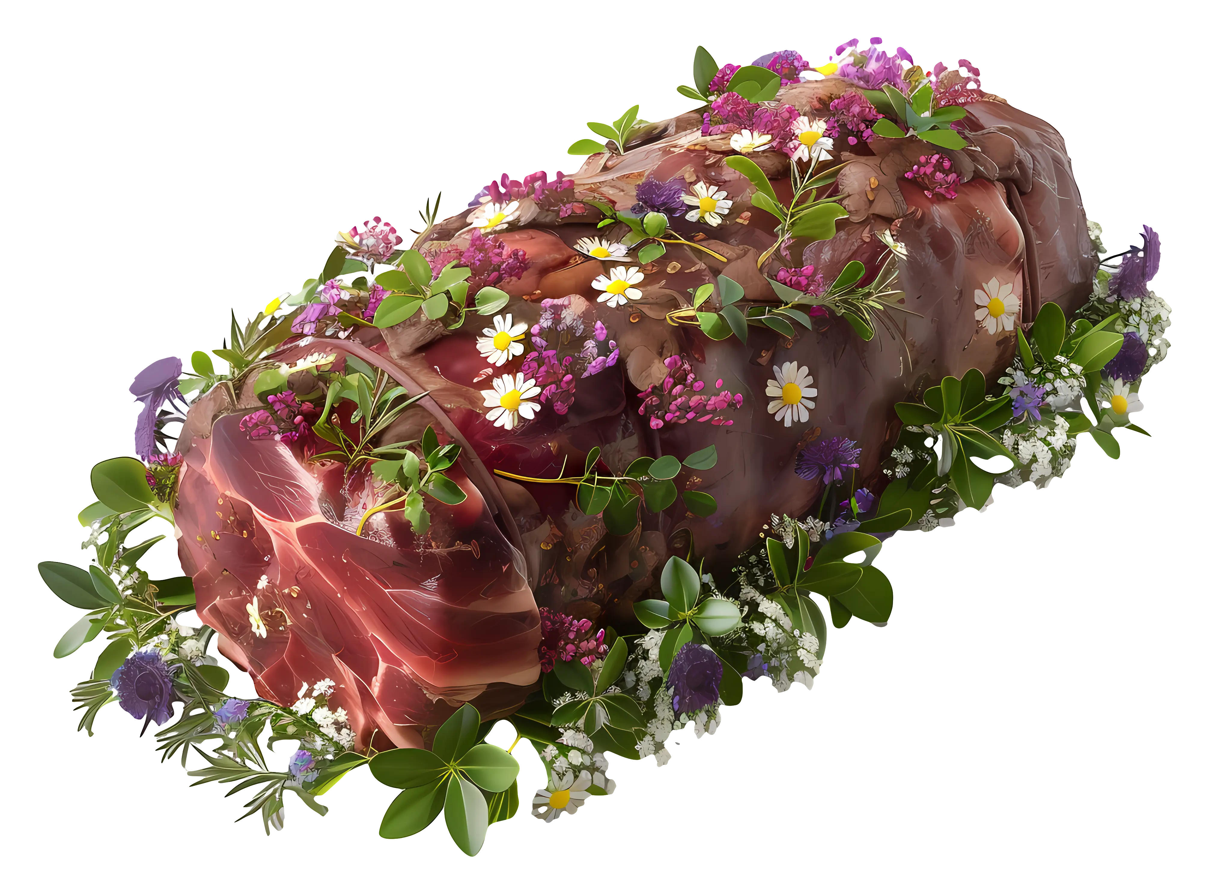 Decorated Meat with Flowers