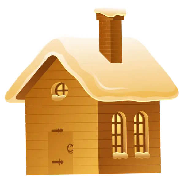 Snow Covered Wooden Cottage Illustration