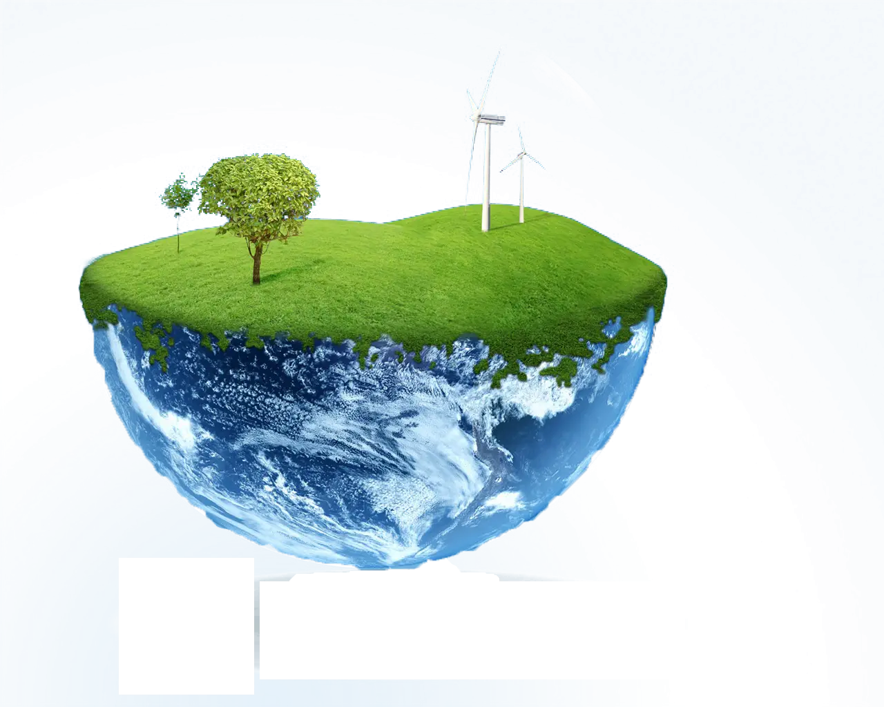 Floating Island with Tree and Wind Turbine