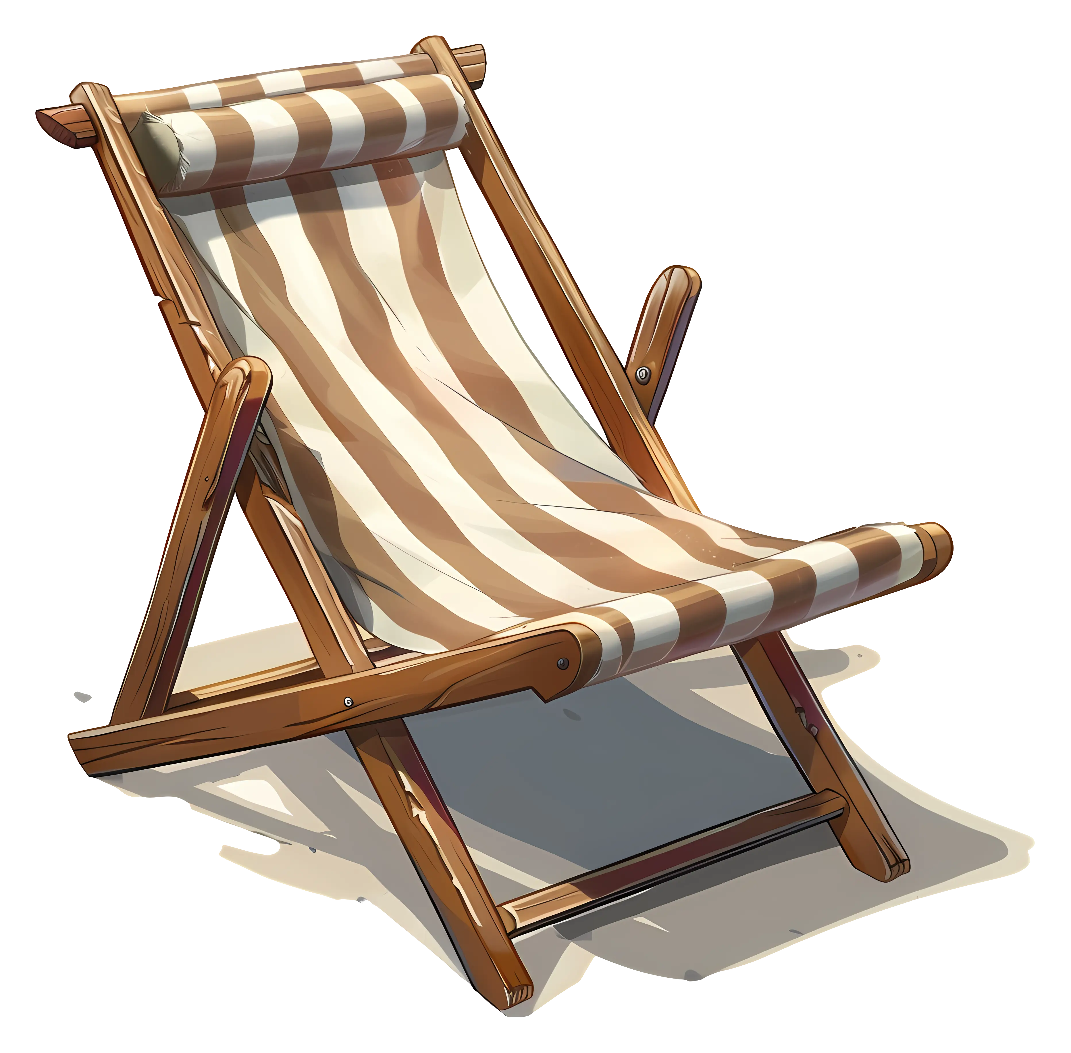 Striped Wooden Deck Chair
