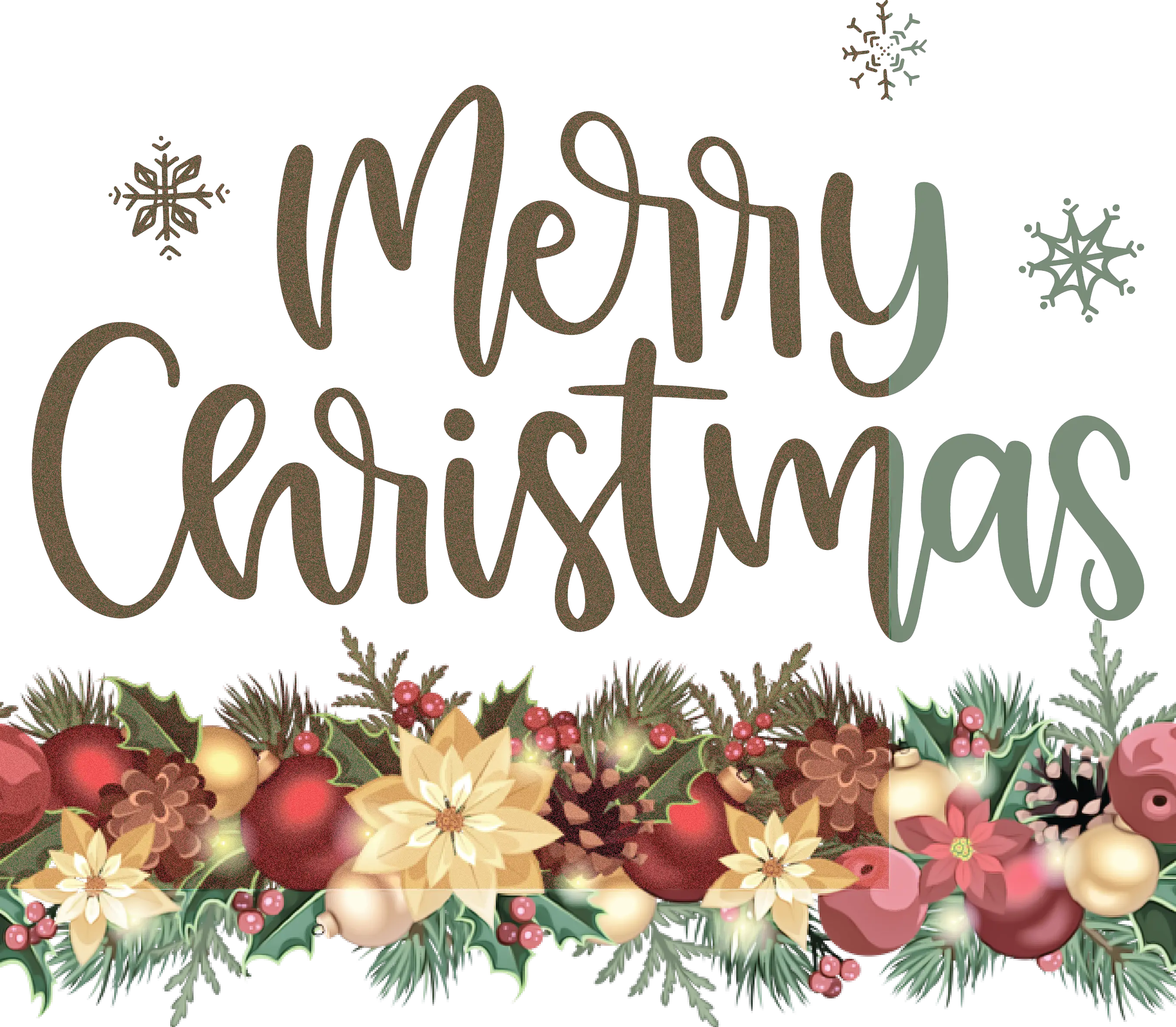 Floral Christmas Decor with Merry Christmas Greeting