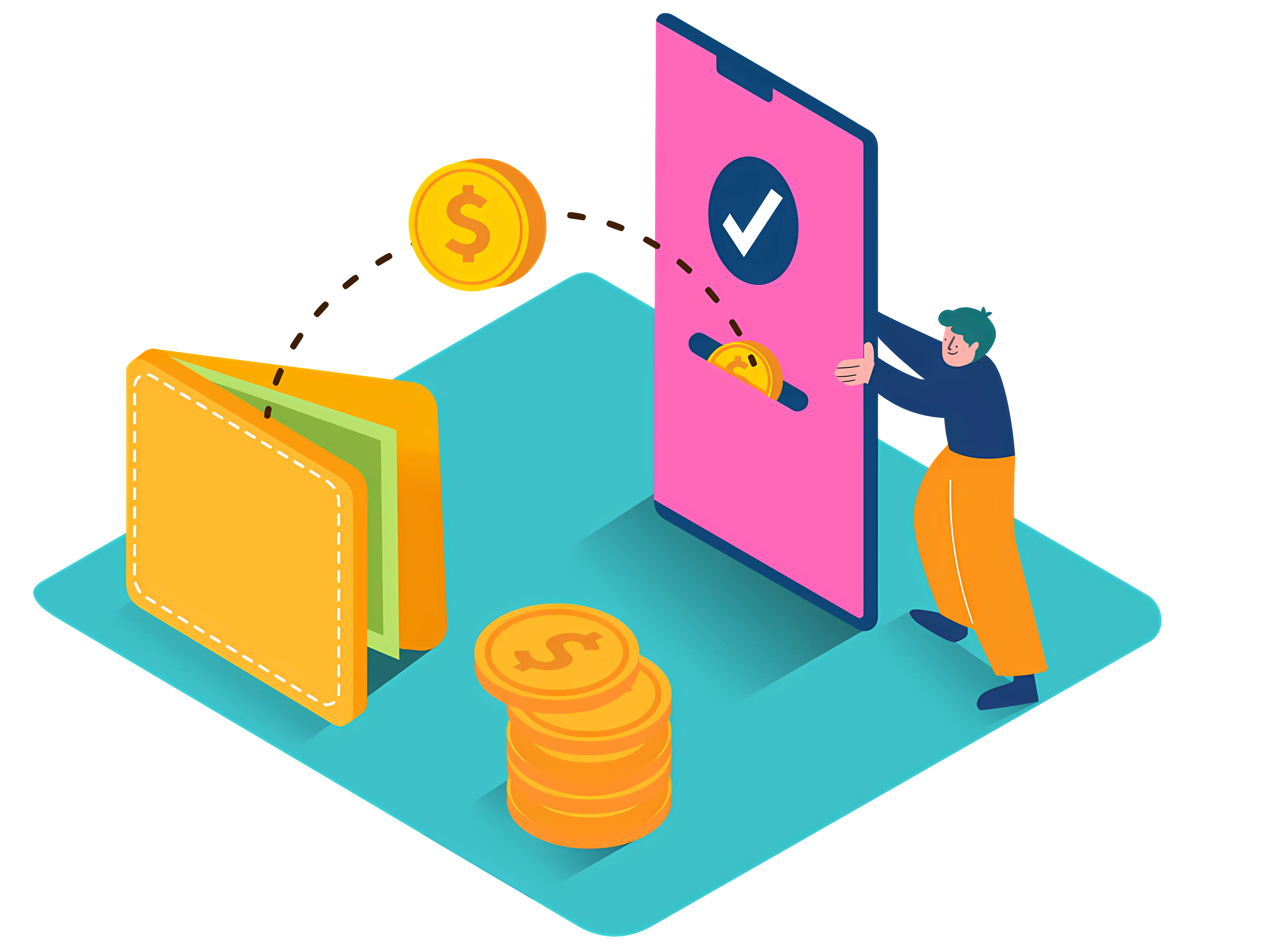 Illustration of a Digital Wallet and Mobile Payment Concept