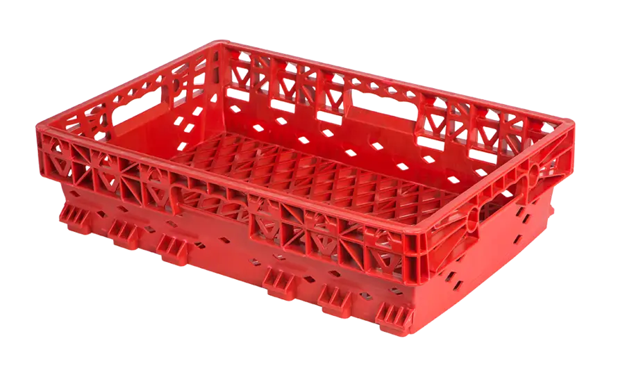 Red Plastic Storage Crate for Versatile Use