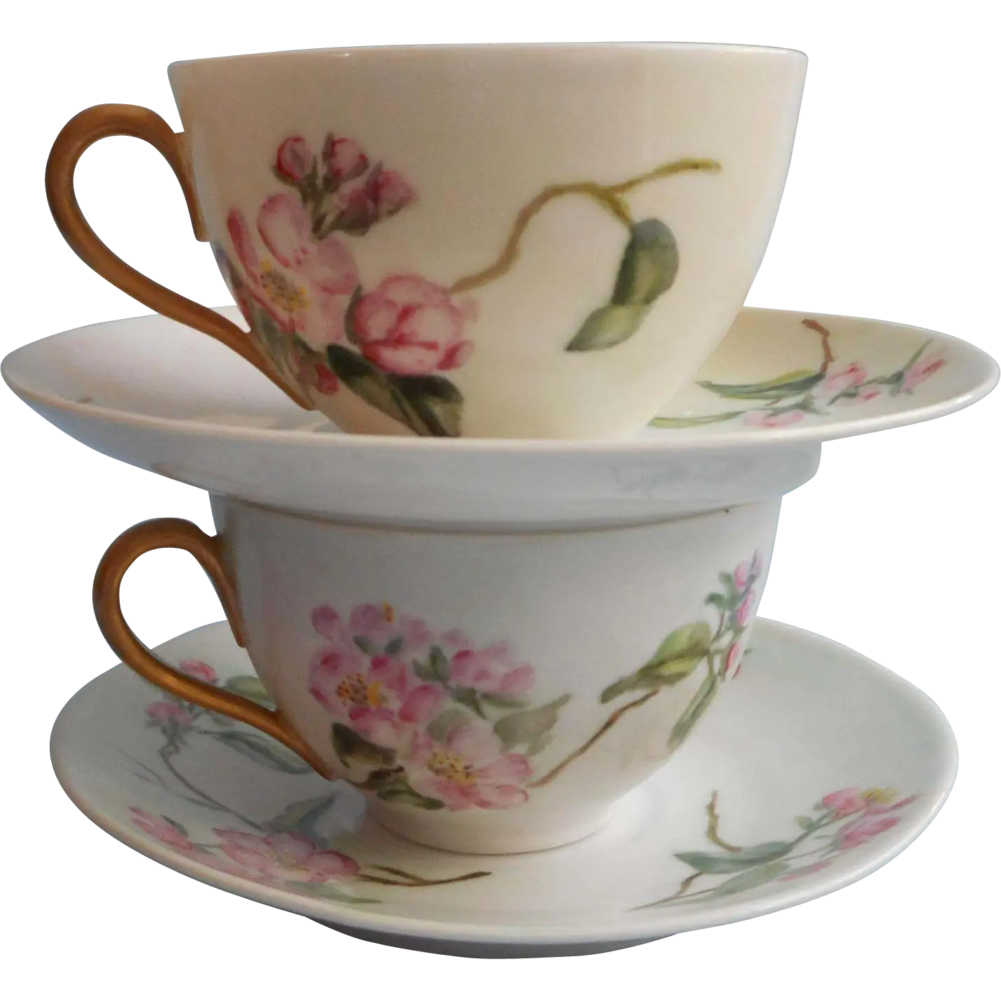 Elegant Floral Teacups and Saucers