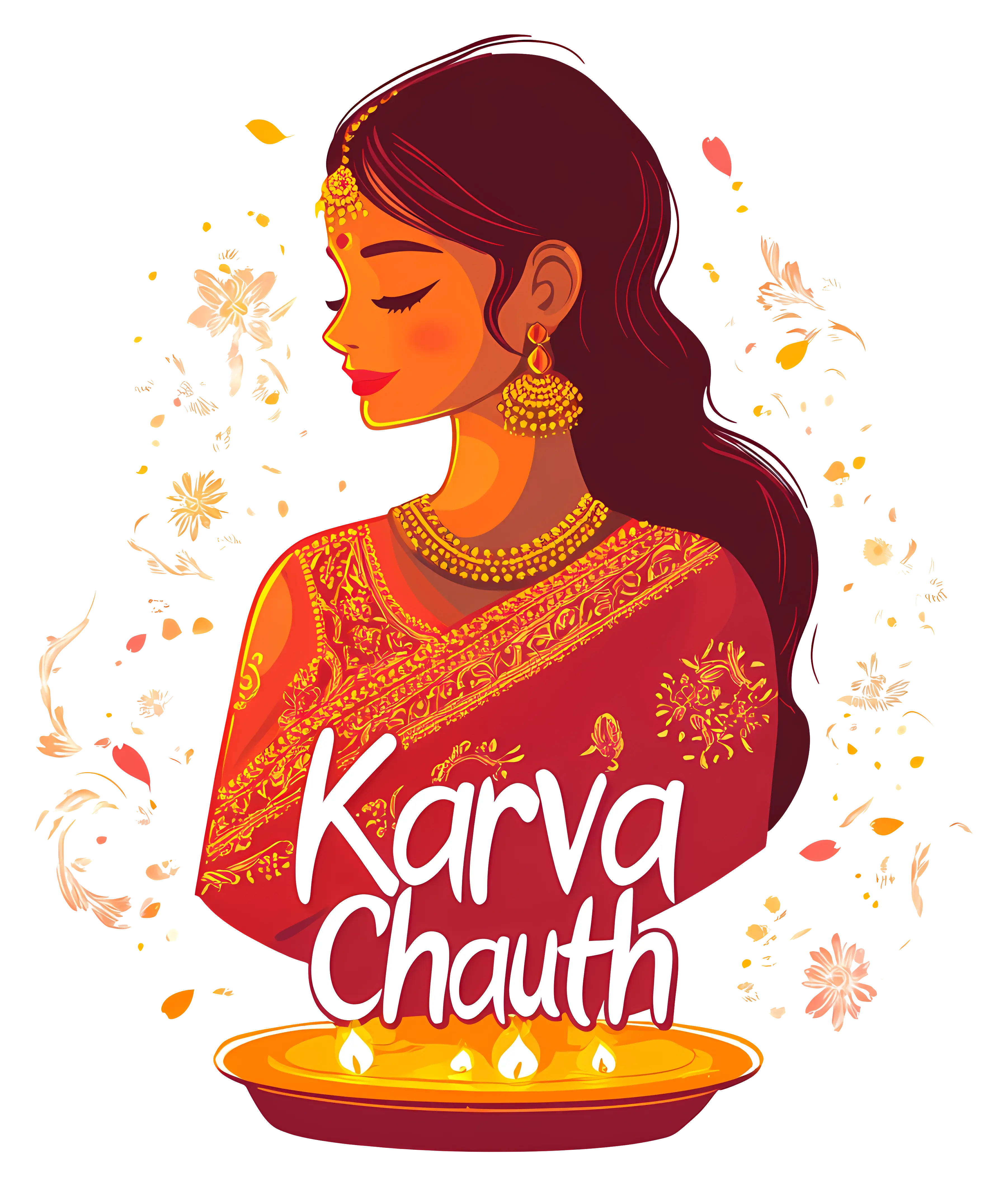 Karva Chauth Woman Illustration