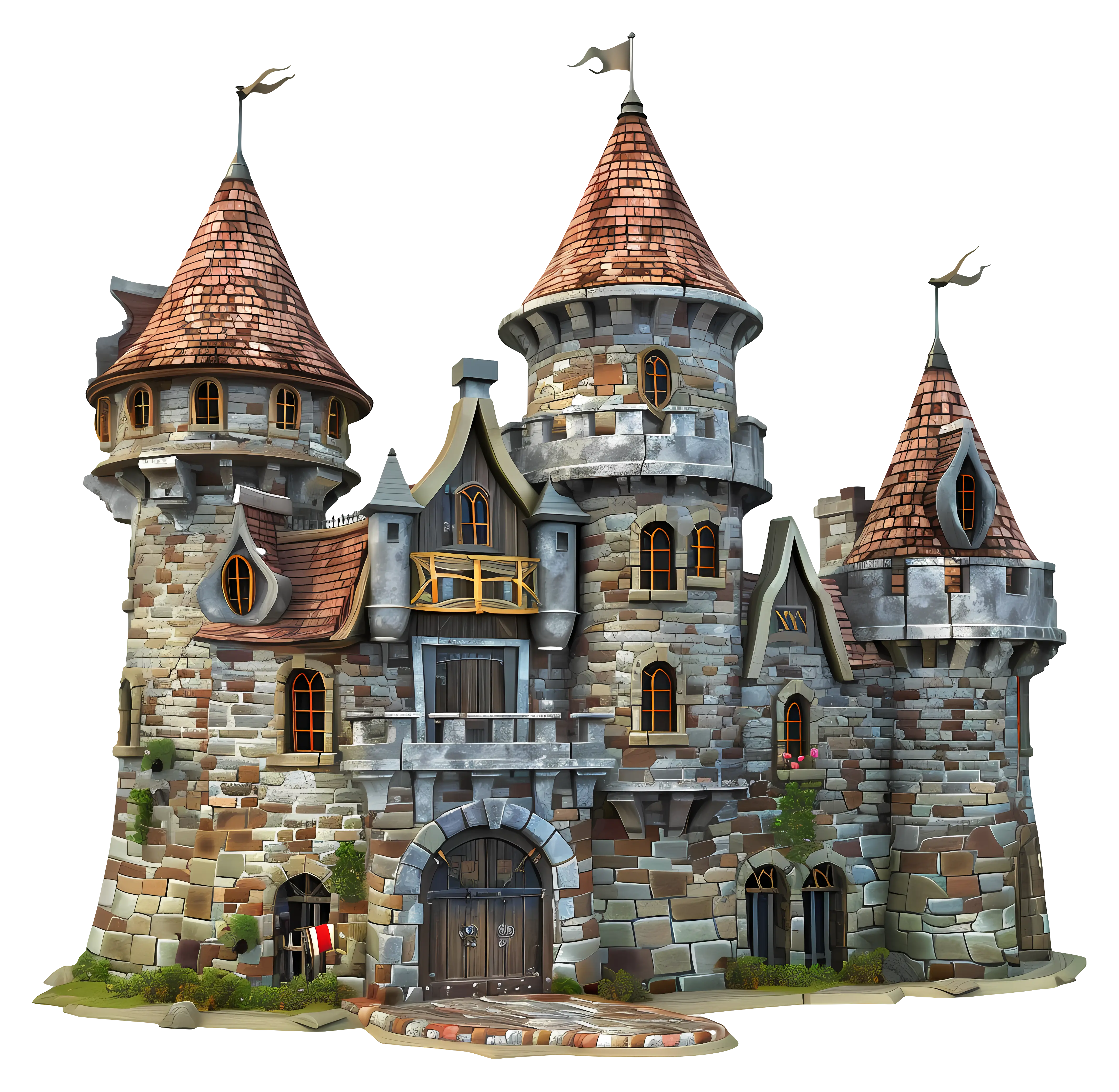 Medieval Stone Castle with Towers