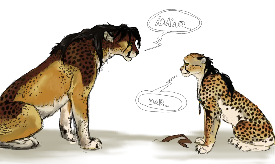 Cheetah and Cub Cartoon