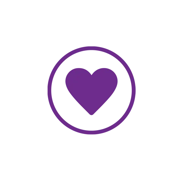 Purple Heart in Circle Icon Representing Love and Affection