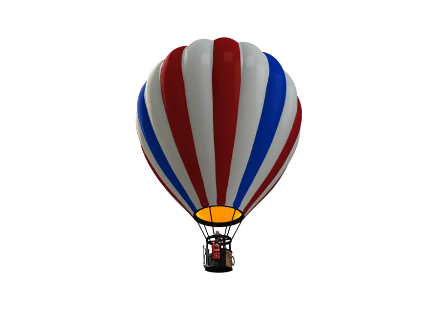 Red and Blue Striped Hot Air Balloon