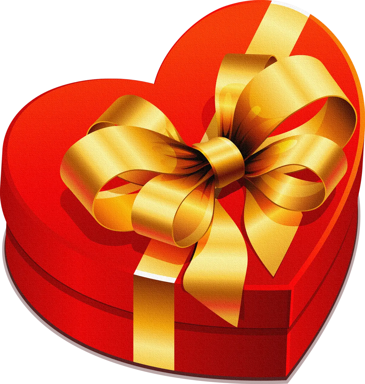 Beautiful Red Heart-Shaped Gift Box with Gold Ribbon