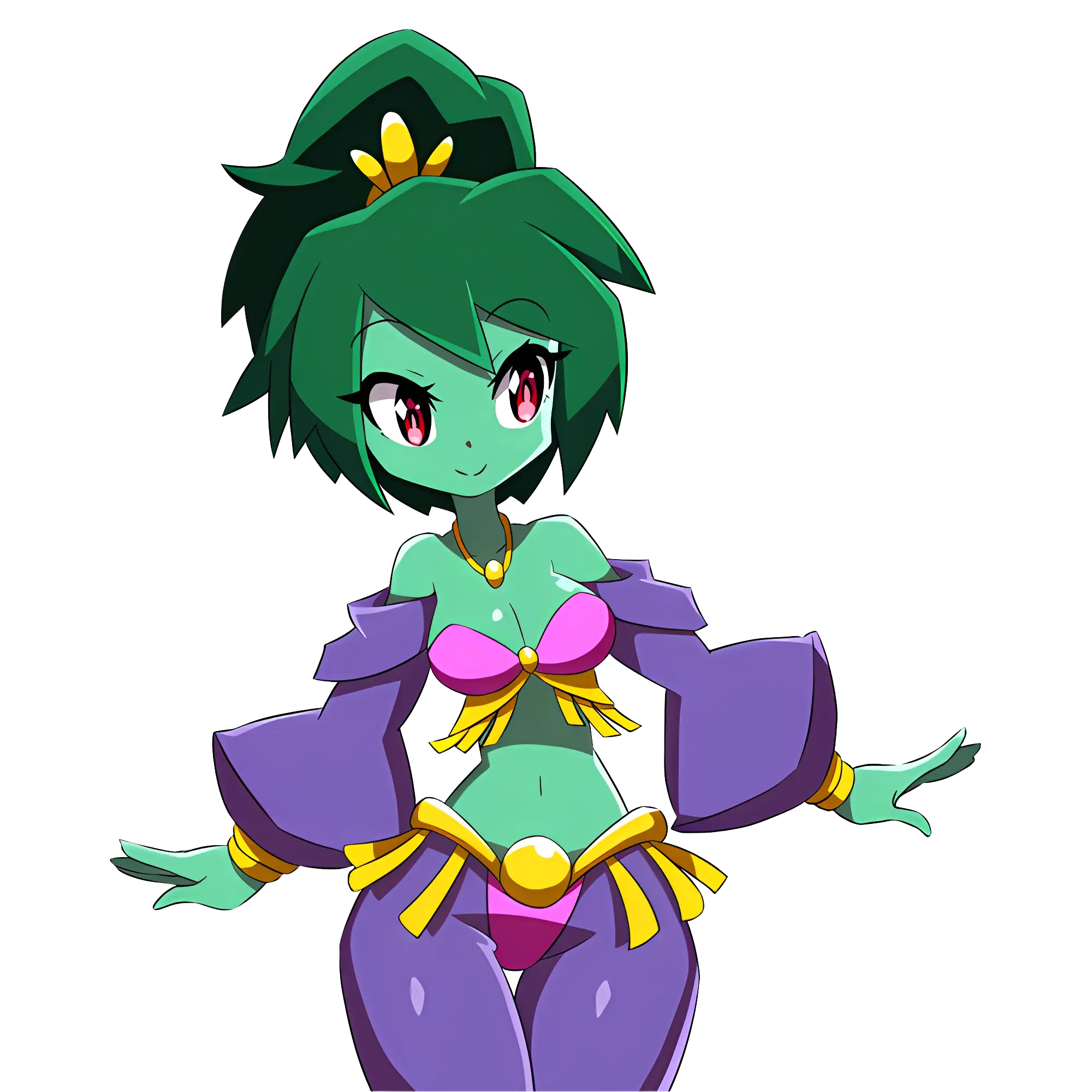 Green Anime Character in Fantasy Outfit