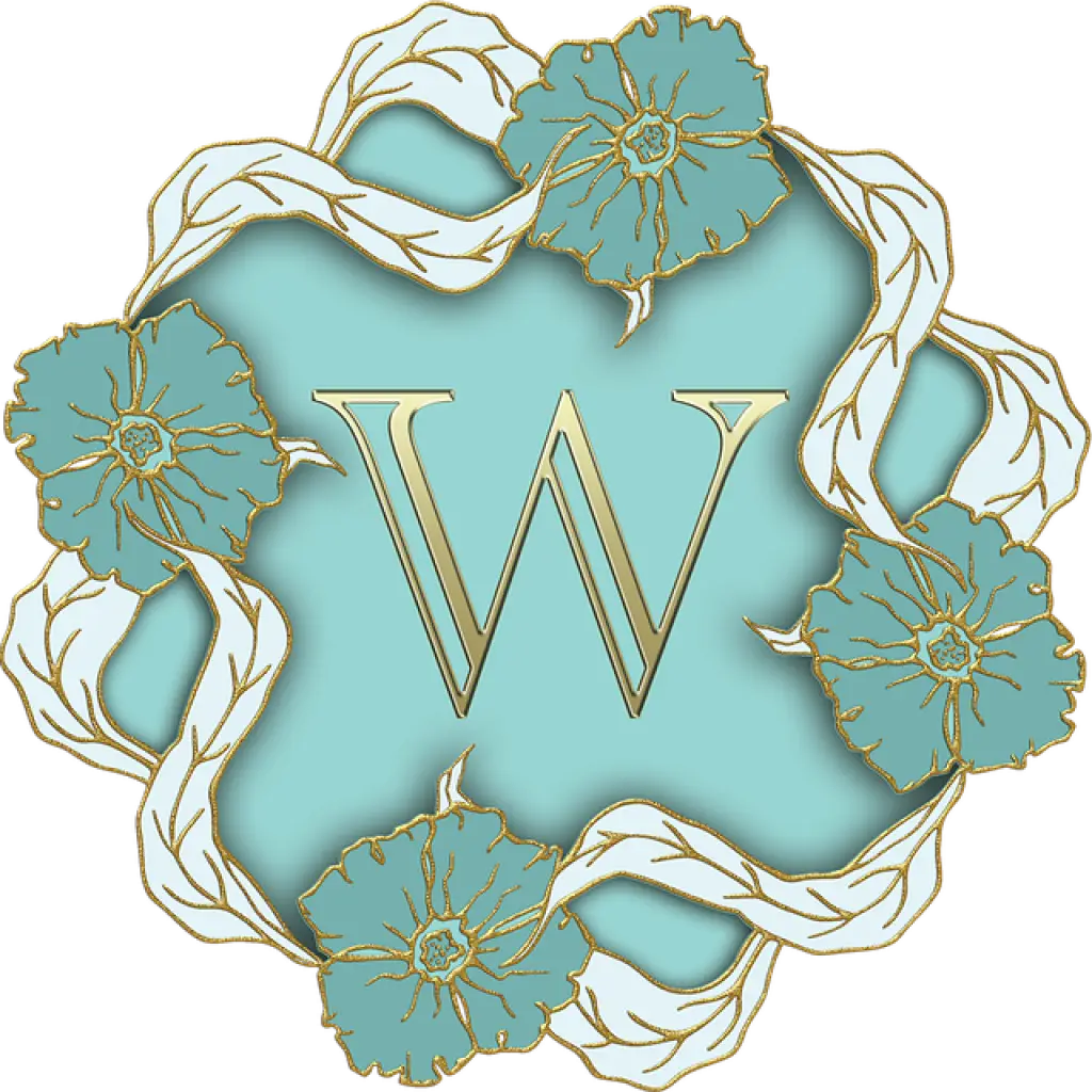 Decorative W Letter with Floral Design