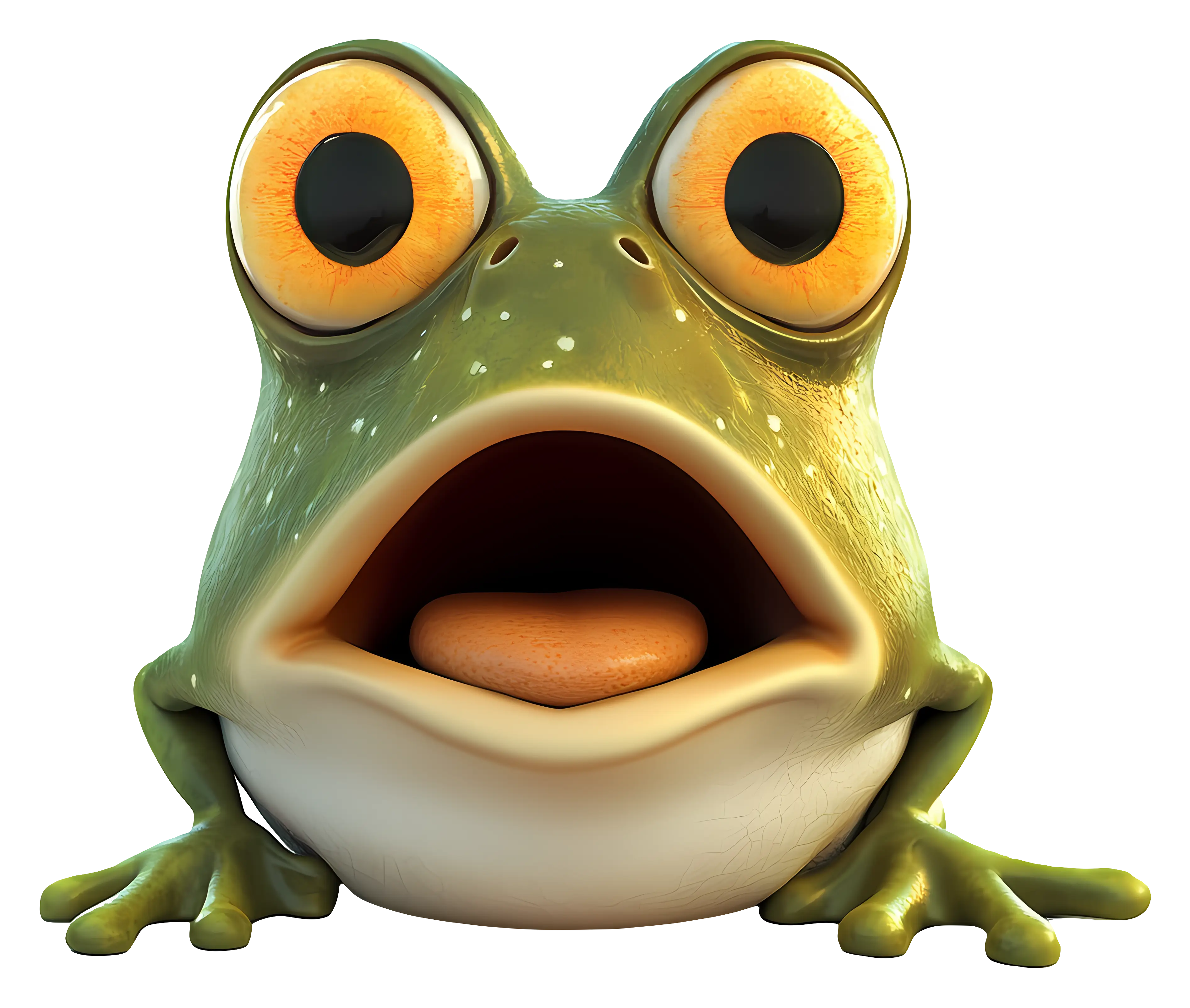 Surprised Cartoon Frog with Open Mouth