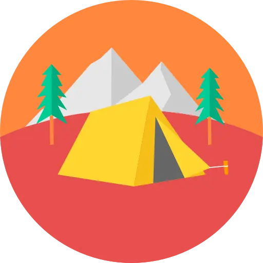 Yellow Camping Tent in Mountain Setting