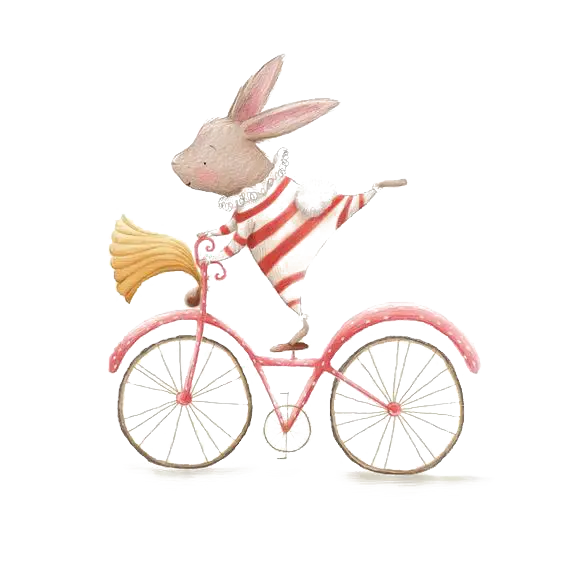Bunny on Bicycle Illustration