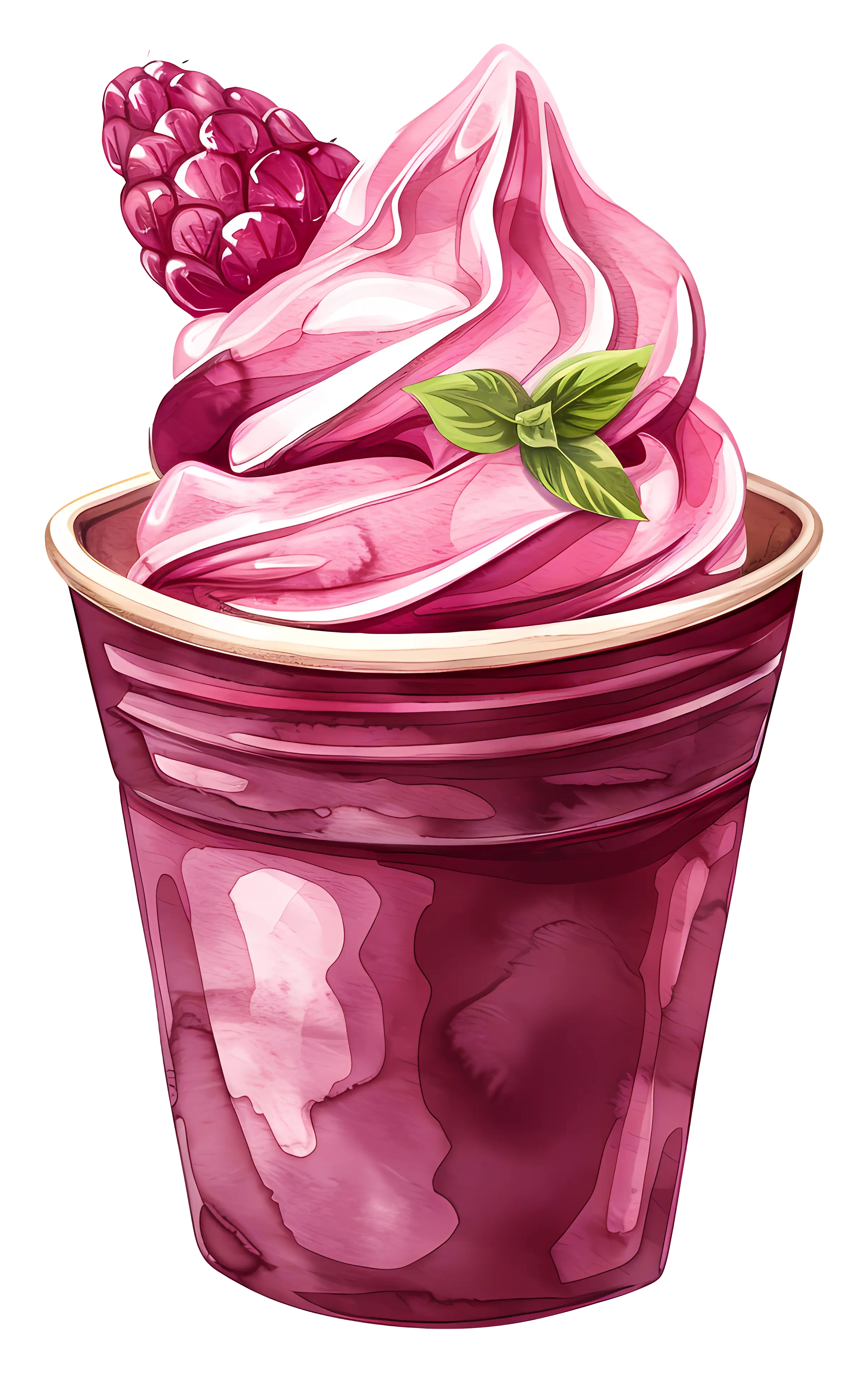 Pink Ice Cream with Raspberry