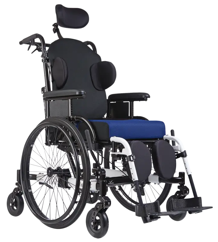 Wheelchair with Cushioned Seat and Adjustable Features
