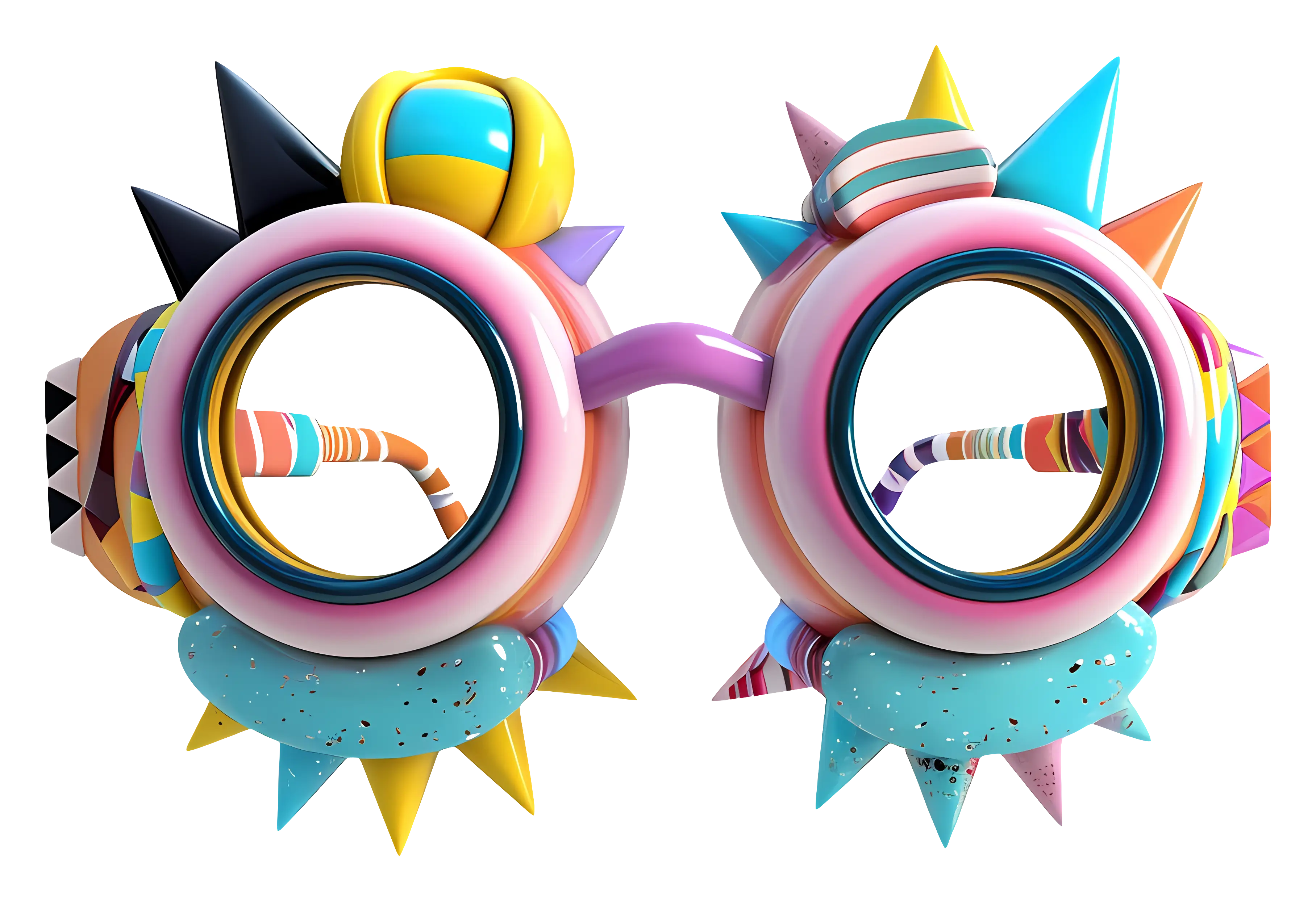 Spiked Round Glasses with Colorful Design